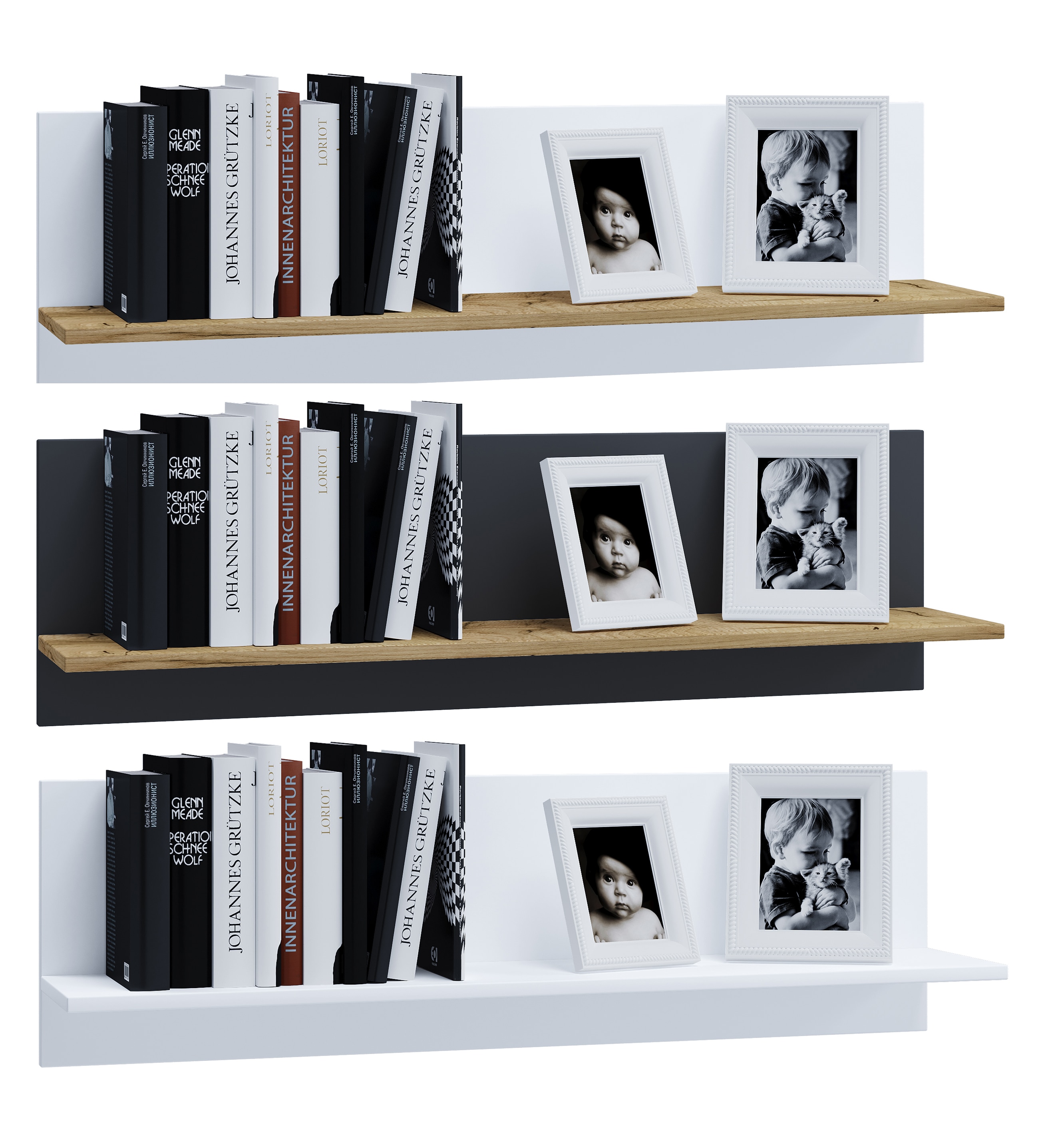 VCM Holzregal h&auml;ngend | platzsparendes Regal | Ma&szlig;e: H. 30 x B. 102 x T. 20 cm | Elegantes Regal h&auml;ngend | Aufbewahrungsregal | B&uuml;cherregal | Wandboard - Usilo - Bild 1