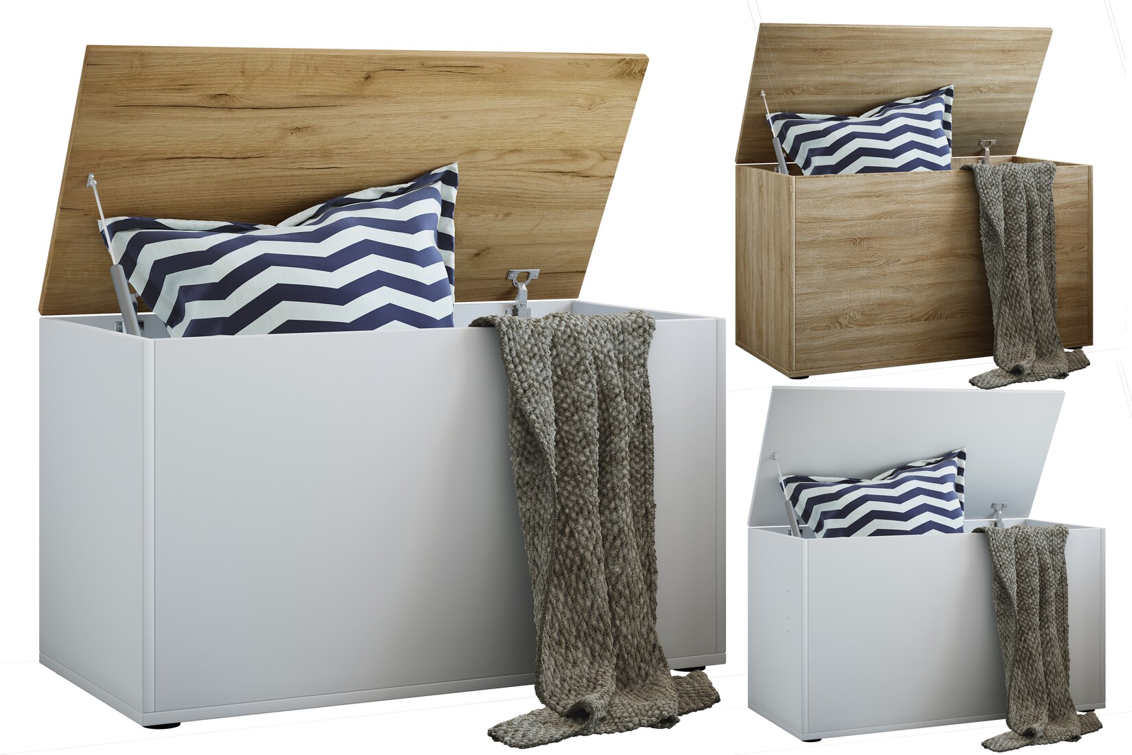 VCM Holztruhe   Maße ca. H. 49 x B. 82 x T. 44 cm  Kiste für flexiblen Einsatz in allen Wohnräumen   Aufbewahrungsbox   Kiste – Bendola | 04051814435232