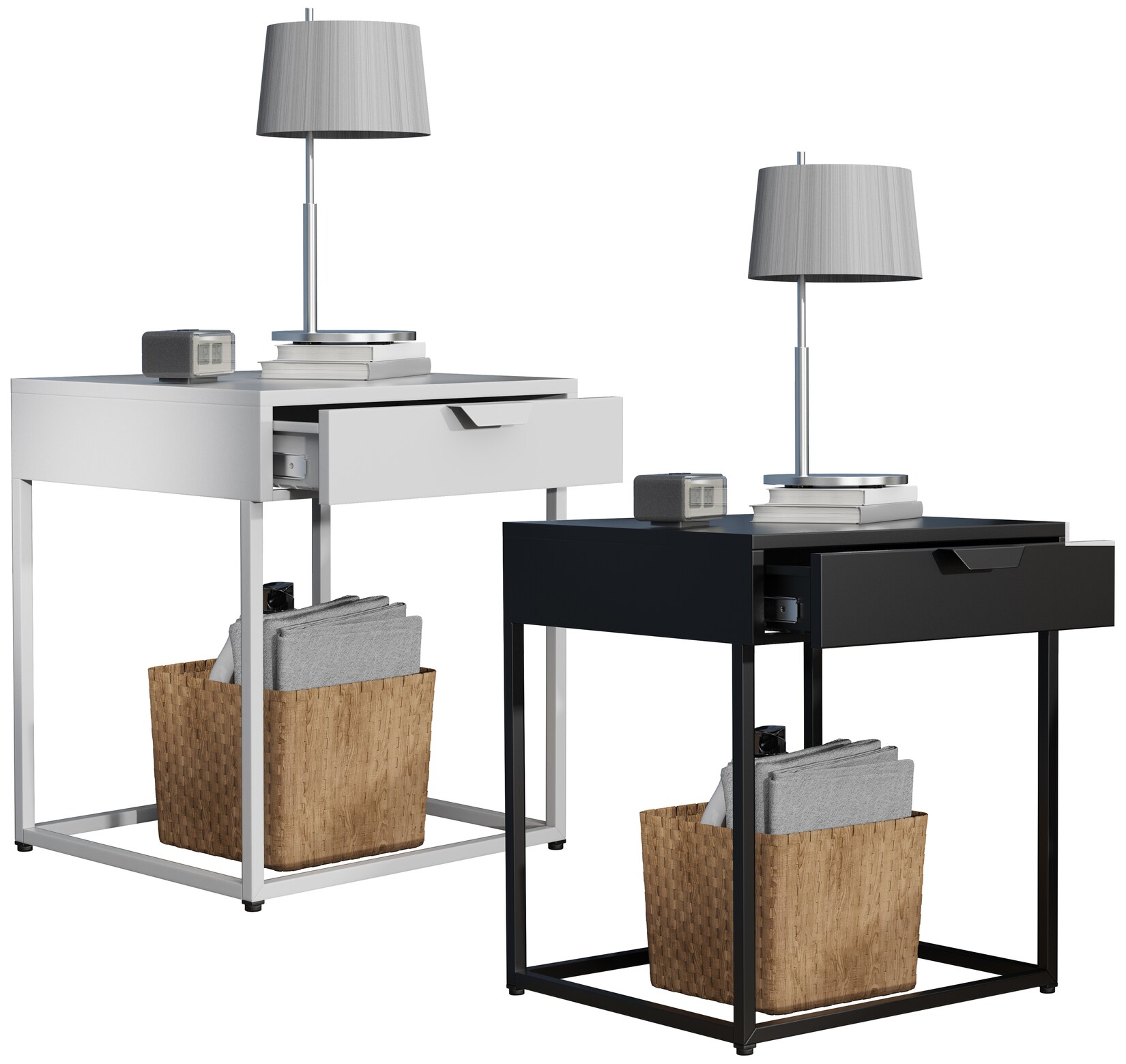 VCM Nachtschrank Beistelltisch Nachttisch Maße ca. H. 50 x B. 43 x T. 41 cm - Flokas S