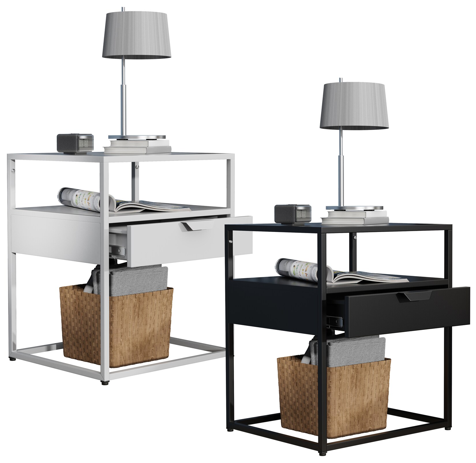 VCM Nachtschrank Beistelltisch Nachttisch Maße ca H. 55 x B. 45 x T. 40 cm - Flokas M