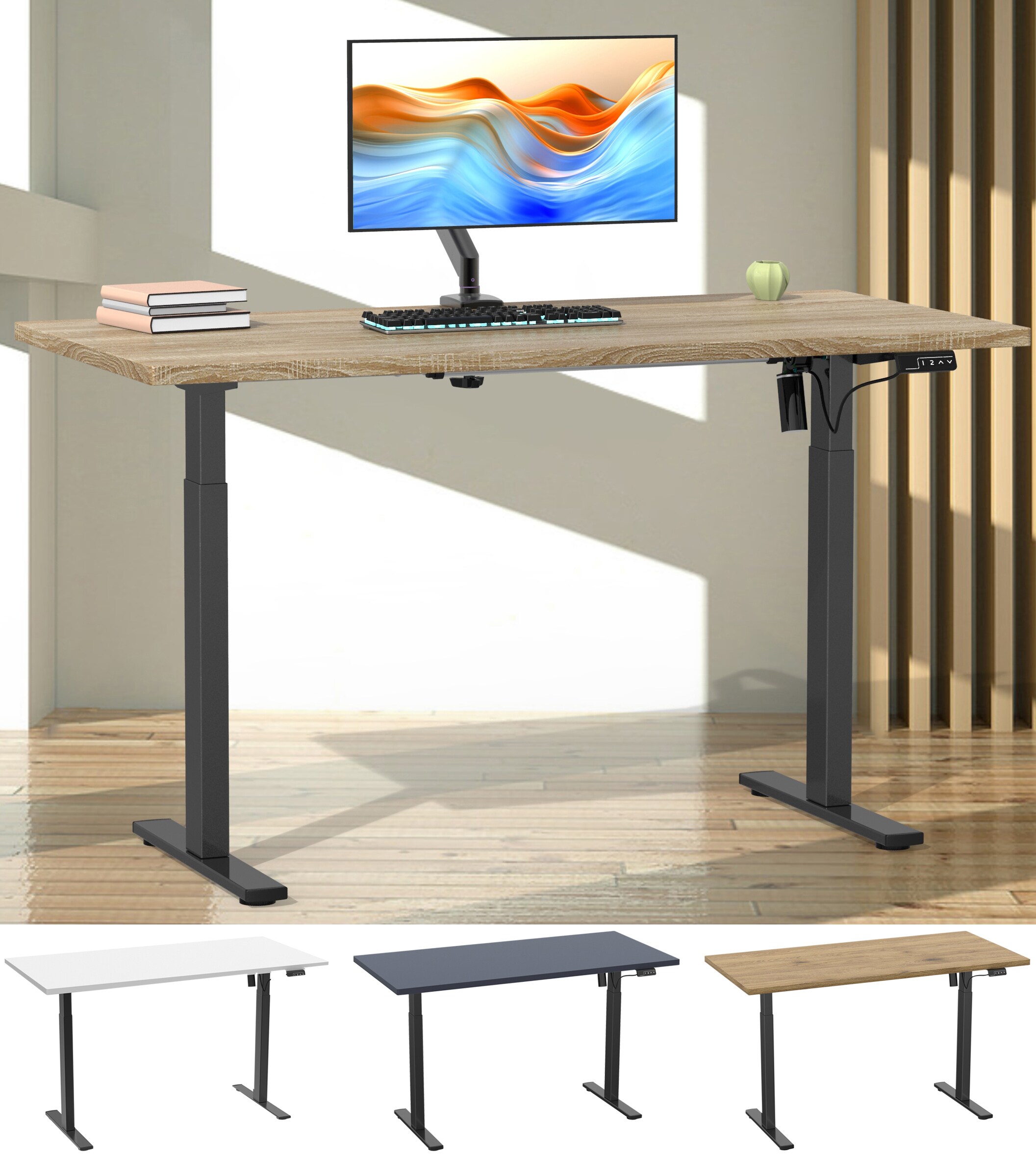 VCM Elektrisch H&ouml;henverstellbarer Schreibtisch, 110 x 50 cm, Sitz-Steh-Schreibtisch mit Memory-Funktion, 71&ndash;120 cm - Lona - Bild 1