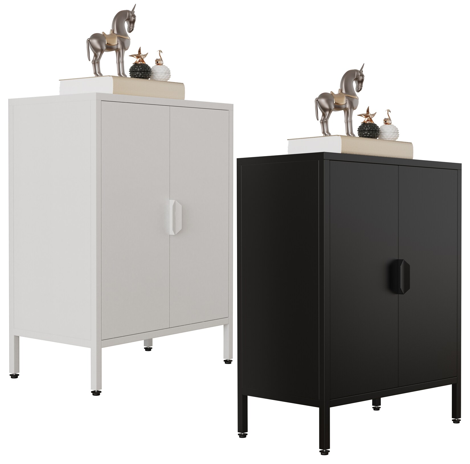 VCM Stahl Kommode   Sideboard mit Drehtüren   Maße ca. H. 80 x B. 60 x T. 35 cm – Flokas S | 04051814436000