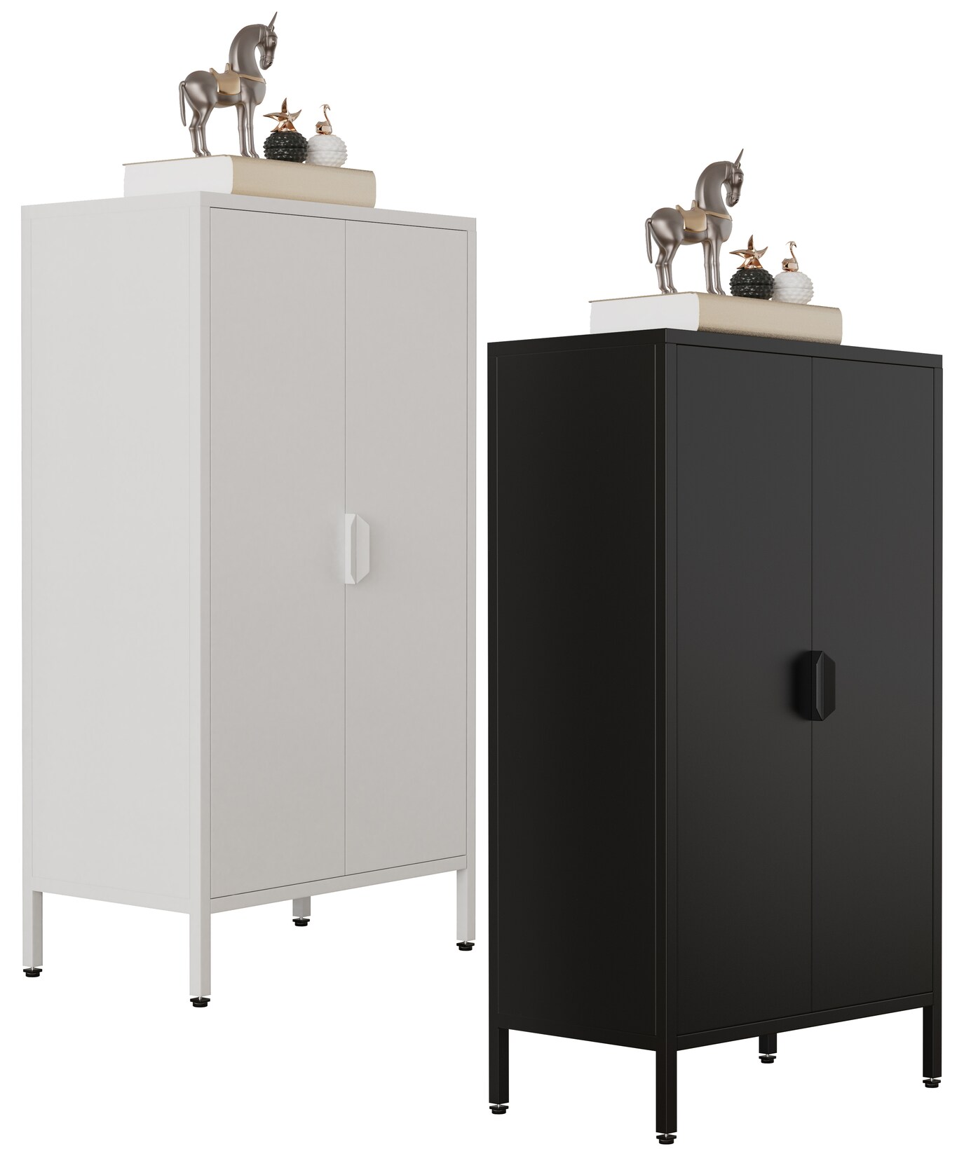 VCM Stahl Kommode   Sideboard mit Drehtüren   Maße ca. H. 110 x B. 60 x T. 35 cm – Flokas M | 04051814436024