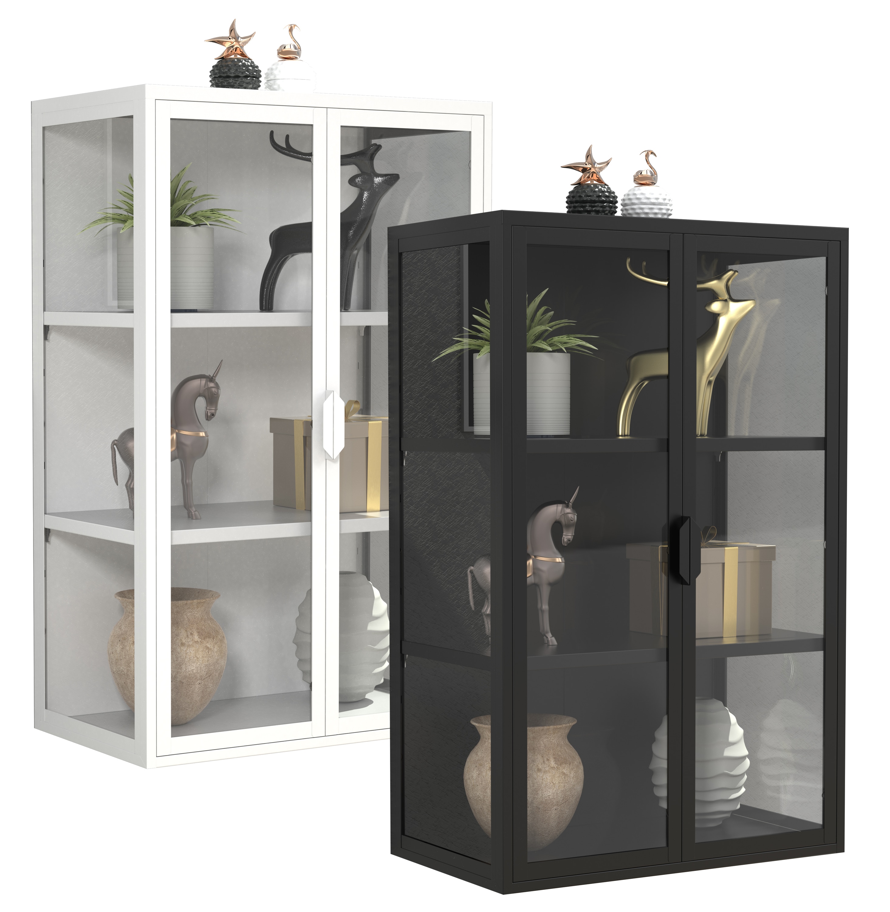 VCM Glasvitrine h&auml;ngend | Vitrine Glas mit ESG-Sicherheitsglas | Ma&szlig;e ca. 95 x B. 60 x T. 35 cm | H&auml;ngevitrine Glas | Modern und platzsparend | Glas Vitrinenschrank - Flokas L - Bild 1