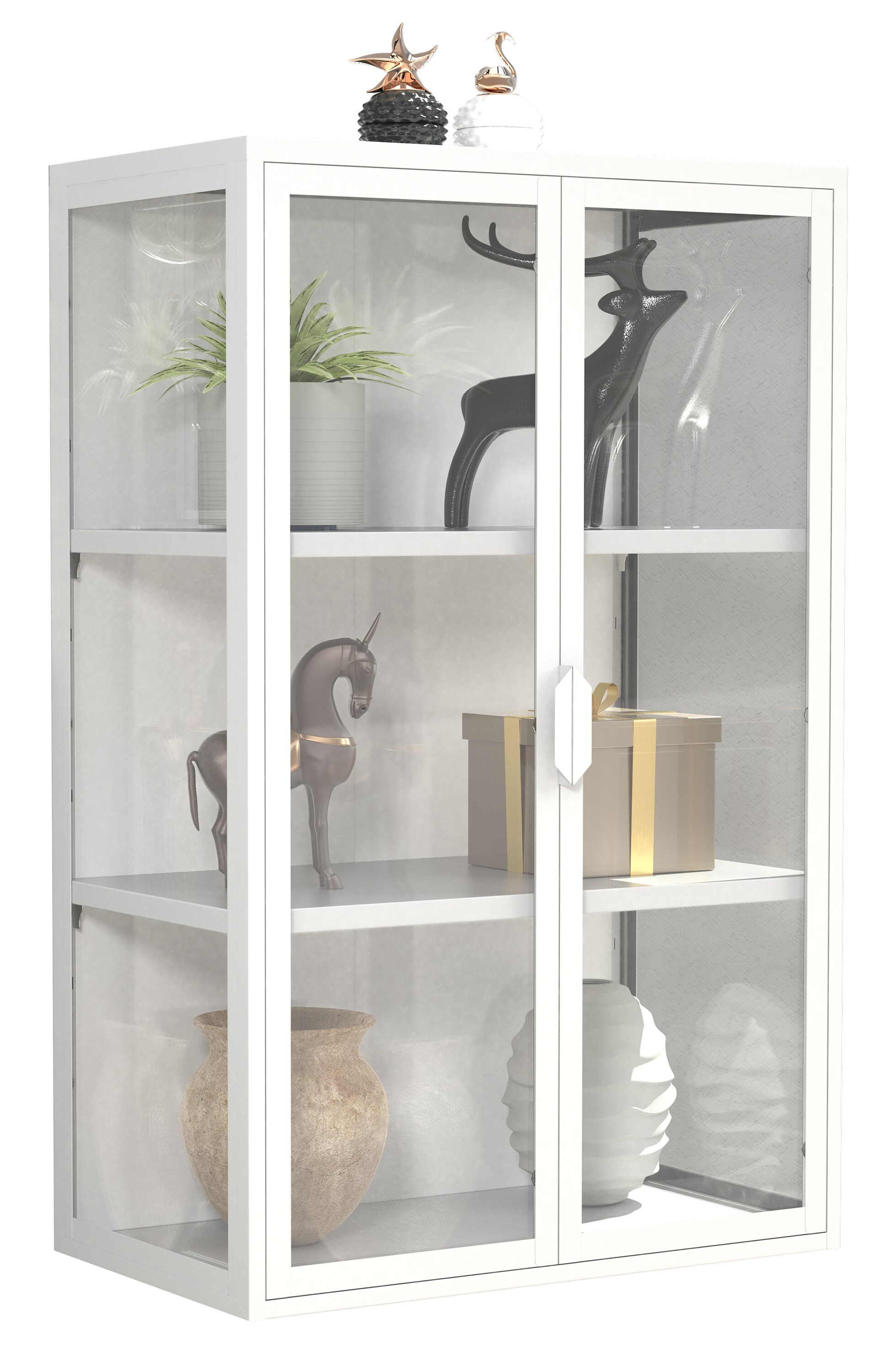 Vcm Glasvitrine Hängend | Vitrine Glas Mit ESG-Sicherheitsglas | Maße Ca. H. 80 X B. 60 X T. 25 Cm | Hängevitrine Glas | Modern Und Platzsparend | - Udina Spiegel Glas Vitrinenschrank - 3