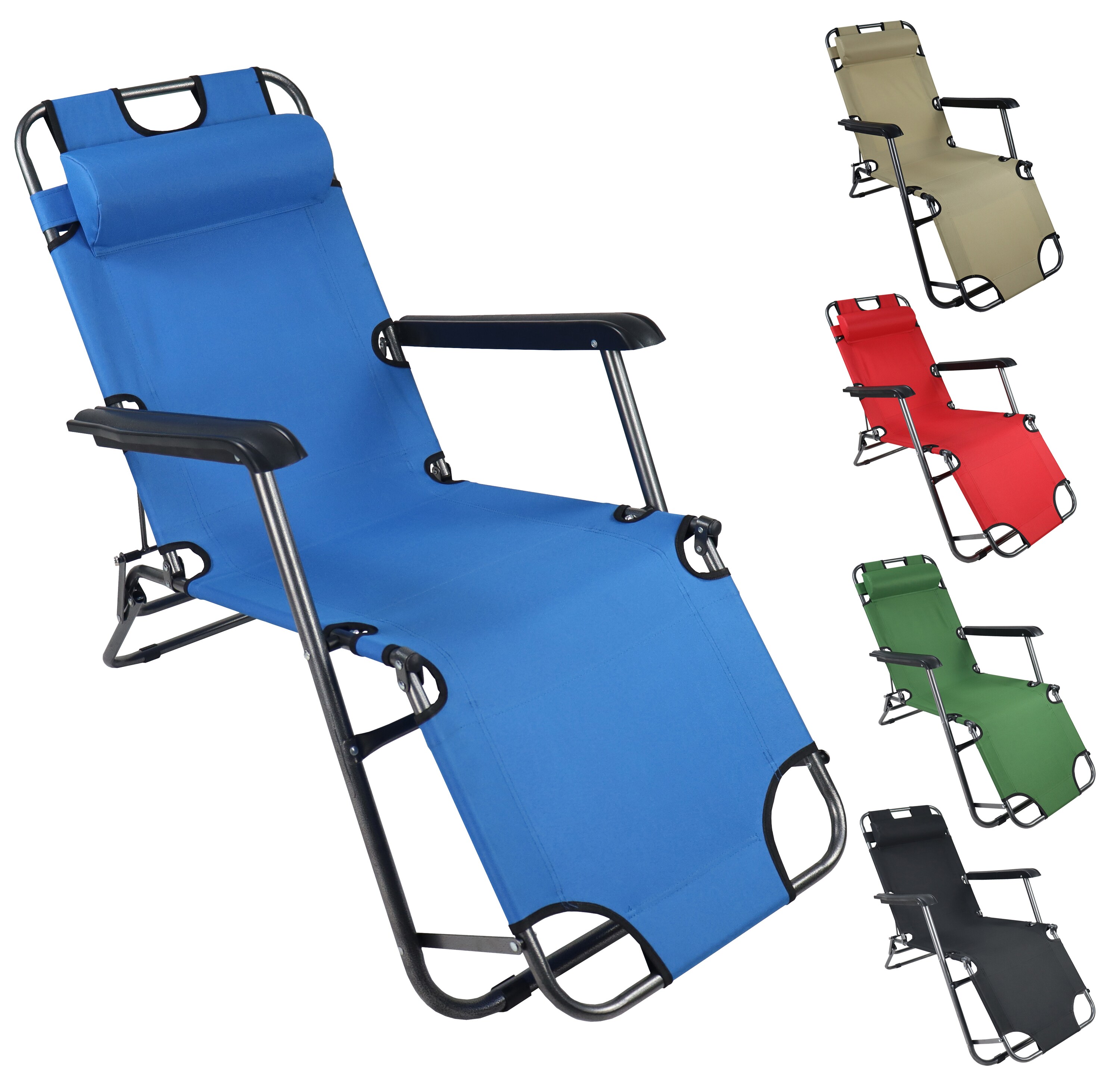 VCM Sonnenliege klappbar | Ma&szlig;e Liegestuhl ca. L. 153 x B. 60 x H. 27 cm | Ma&szlig;e Sitzposition ca. L. 115 x B. 60 x H. 84 cm | leicht und kompakt | Liegestuhl - Maltosa - Bild 1