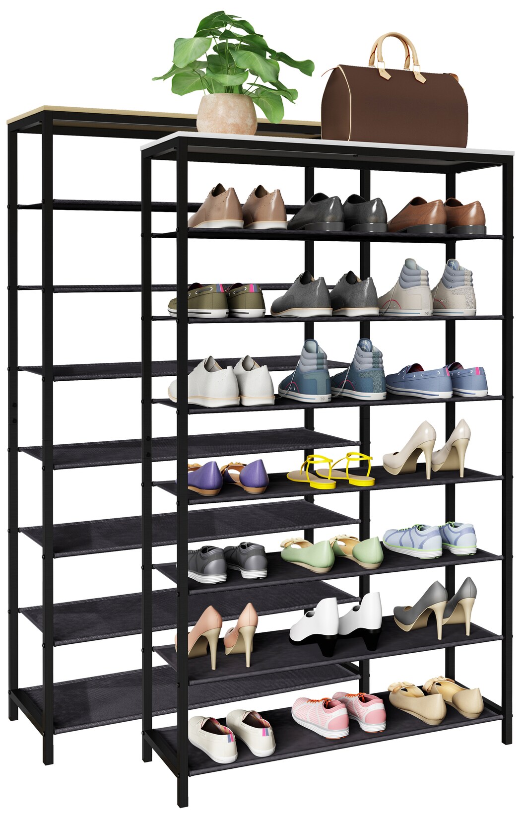 VCM Schuhregal Maße ca. H. 152 x B. 90 x T. 30 cm Schuhablage im Industrie Style Design Regal mit 7 Fächern - Taliro