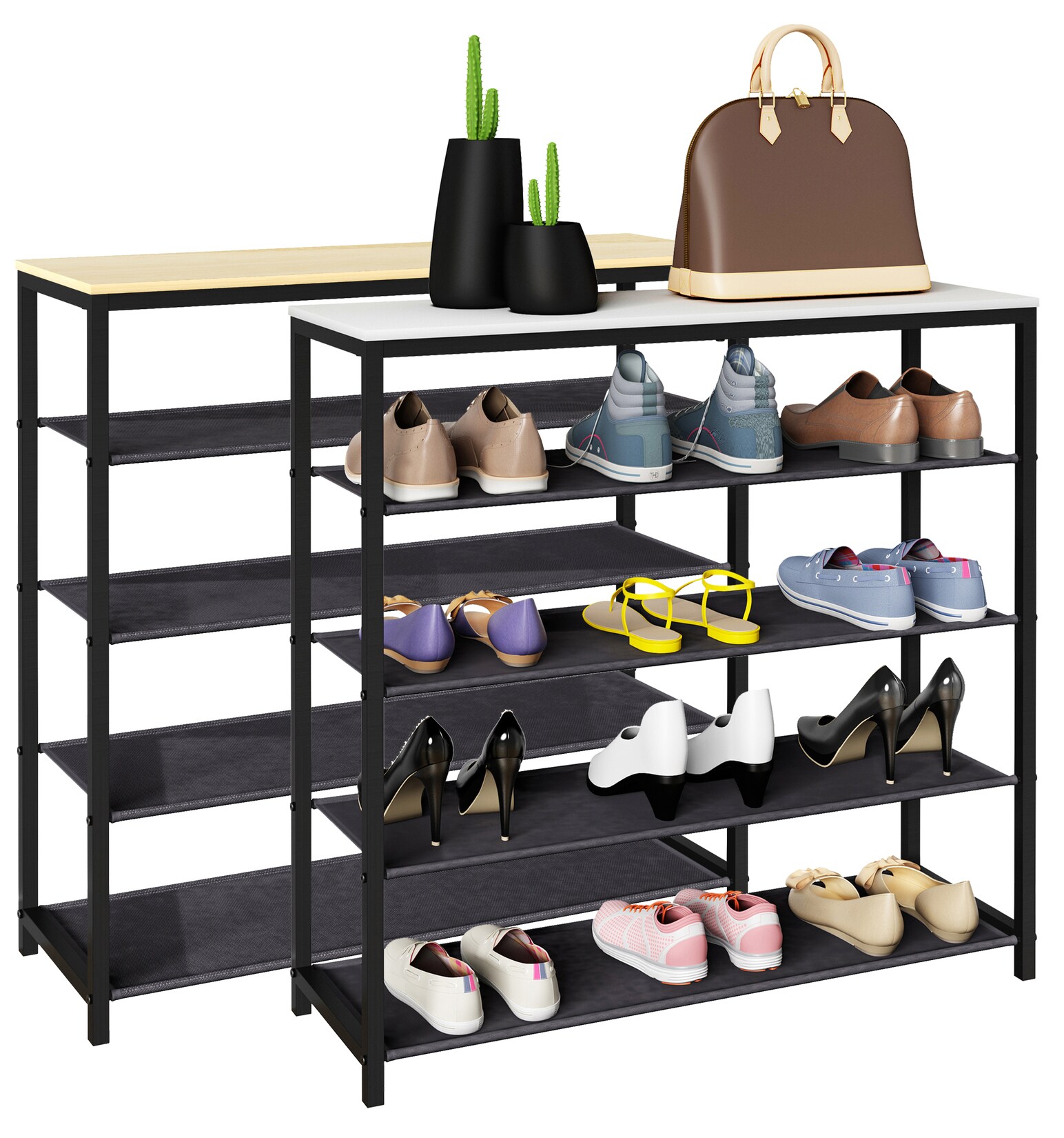 VCM Schuhregal Maße ca. H. 87 x B. 90 x T. 30 cm Schuhablage im Industrie Style Design Regal mit 4 Fächern - Taliro