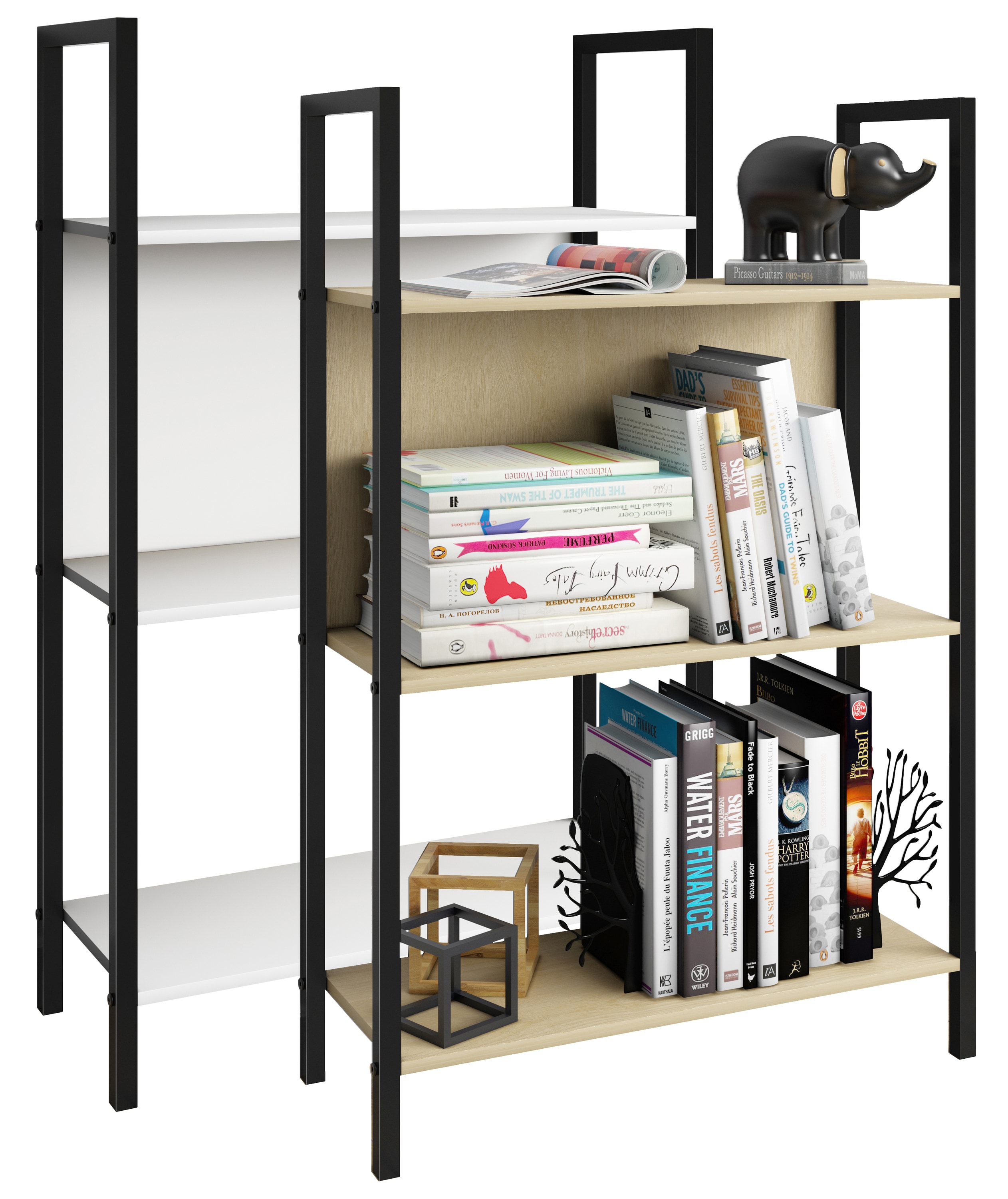 VCM Holz Metall Aufbewahrung Stand Regal B&uuml;cherregal Deko B&uuml;cher Standregal Flakos 3 - Bild 1