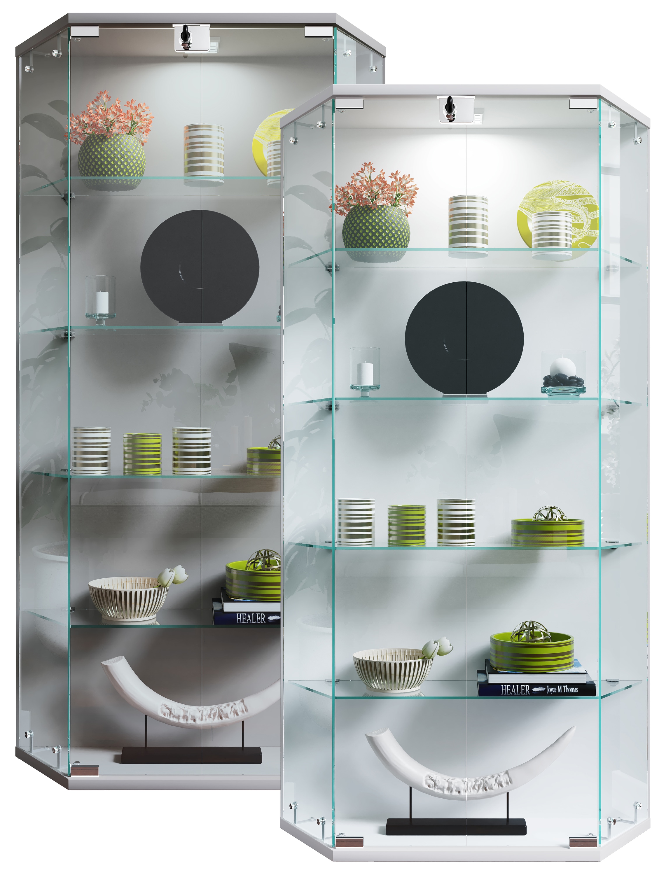 VCM Glasvitrine h&auml;ngend | Vitrine Glas mit ESG-Sicherheitsglas | Ma&szlig;e ca.  H. 114 x B. 83 x T. 17 cm | H&auml;ngevitrine Glas | Modern und platzsparend | Glas Vitrinenschrank -   Benila L - Bild 1