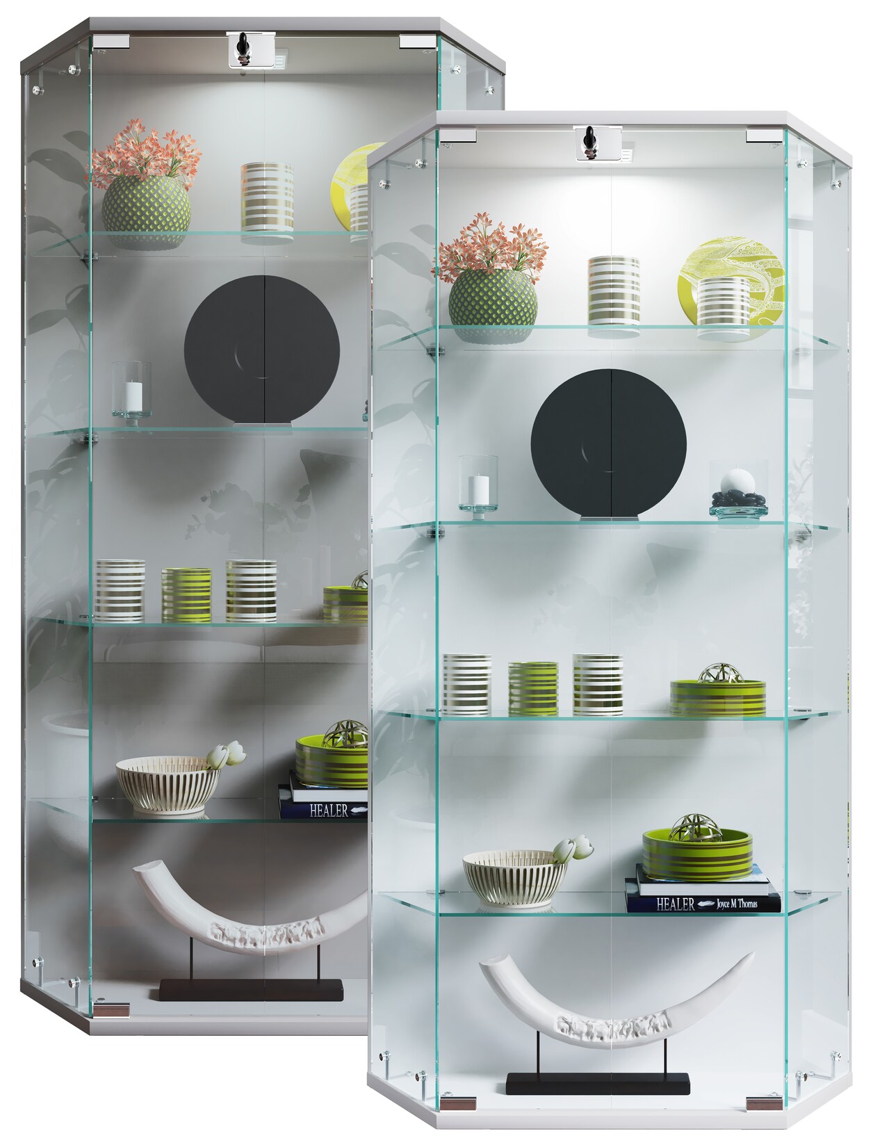 VCM Glasvitrine hängend Vitrine Glas mit ESG-Sicherheitsglas Maße ca. H. 114 x B. 83 x T. 17 cm Hängevitrine Glas Modern und platzsparend Glas Vitrinenschrank - Benila L