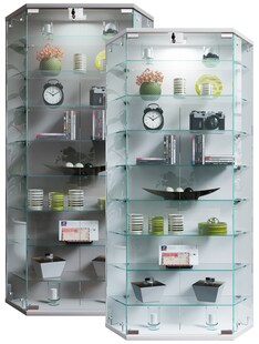 VCM Glasvitrine hängend | Vitrine Glas mit ESG-Sicherheitsglas | Maße ca. H. 114 x B. 83 x T. 17 cm | Hängevitrine Glas | Modern und platzsparend | Glas Vitrinenschrank - Benila XL - Bild 1