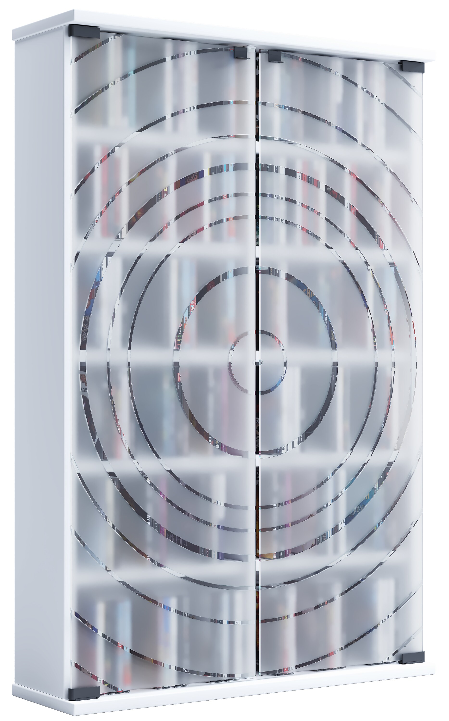 VCM Holz CD DVD Stand Regal | platzsparender CD Schrank mit 2 ESG-Sicherheitsglast&uuml;ren f&uuml;r 300 CDs oder 130 DVDs oder 72-Videos | Ma&szlig;e: H. 92 x B. 60 x T. 18 cm | 10 variable Einlegb&ouml;den &ndash; Tilano L - Bild 1