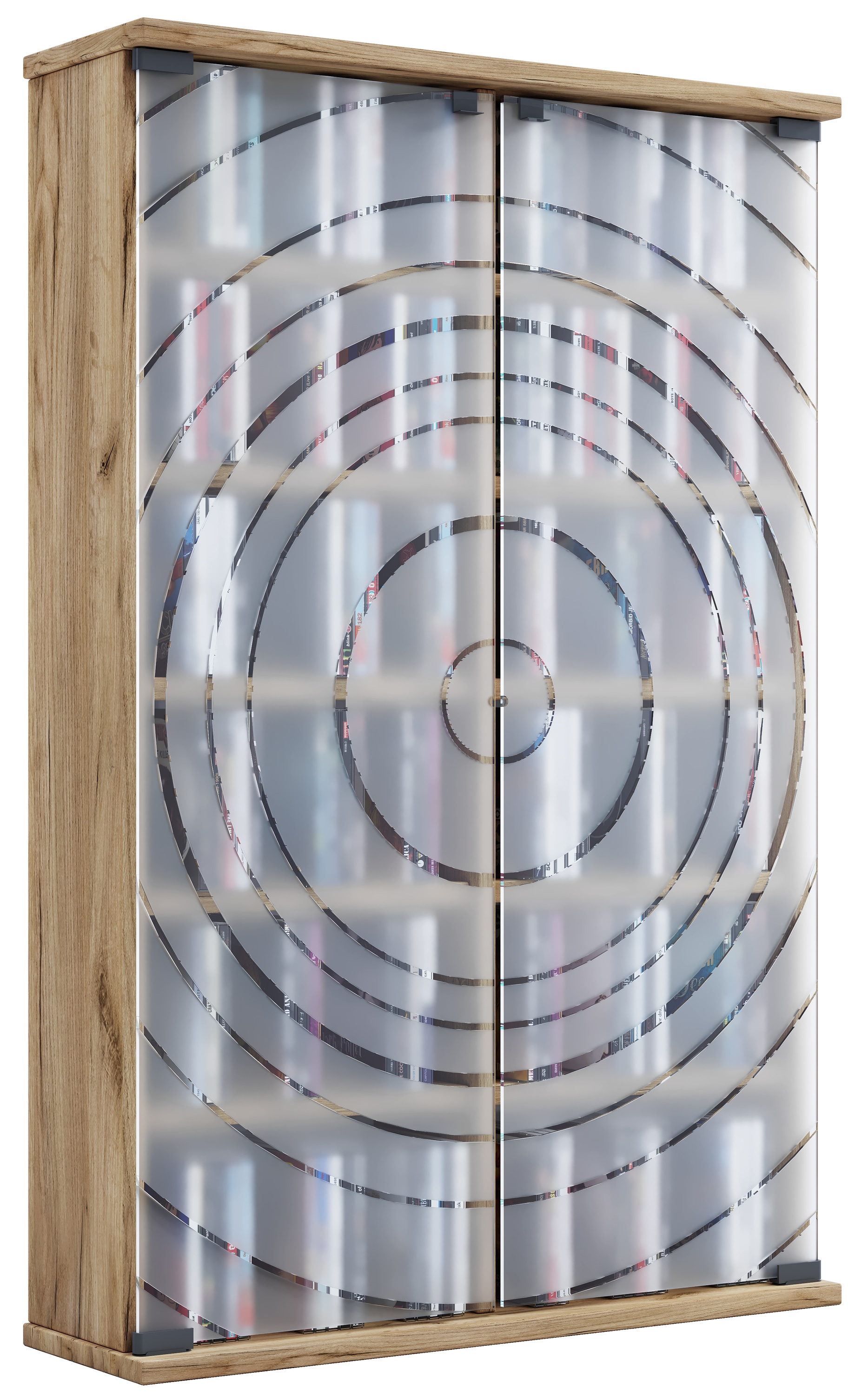 VCM Holz CD DVD Stand Regal | platzsparender CD Schrank mit 2 ESG-Sicherheitsglast&uuml;ren f&uuml;r 300 CDs oder 130 DVDs oder 72-Videos | Ma&szlig;e: H. 92 x B. 60 x T. 18 cm | 10 variable Einlegb&ouml;den &ndash; Tilano L - Bild 1