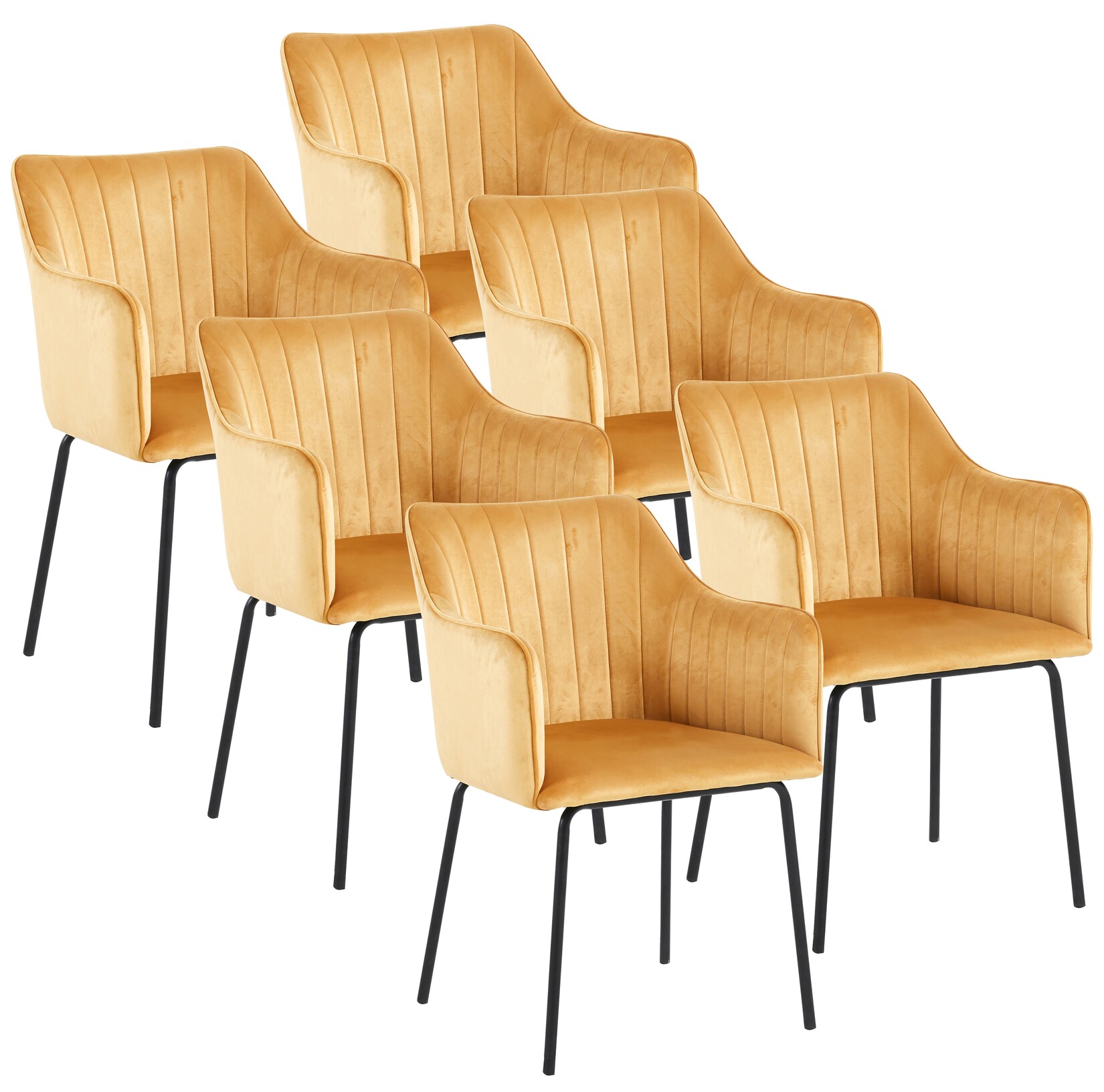 VCM 6er Esszimmerstühle   skandinavischer gepolsterter Küchenstuhl   Maße ca. H. 82 x B. 54 x T. 59 cm   bequeme Armlehne und Rückenlehne   Esszimmerstuhl – Valia | 04051814437618