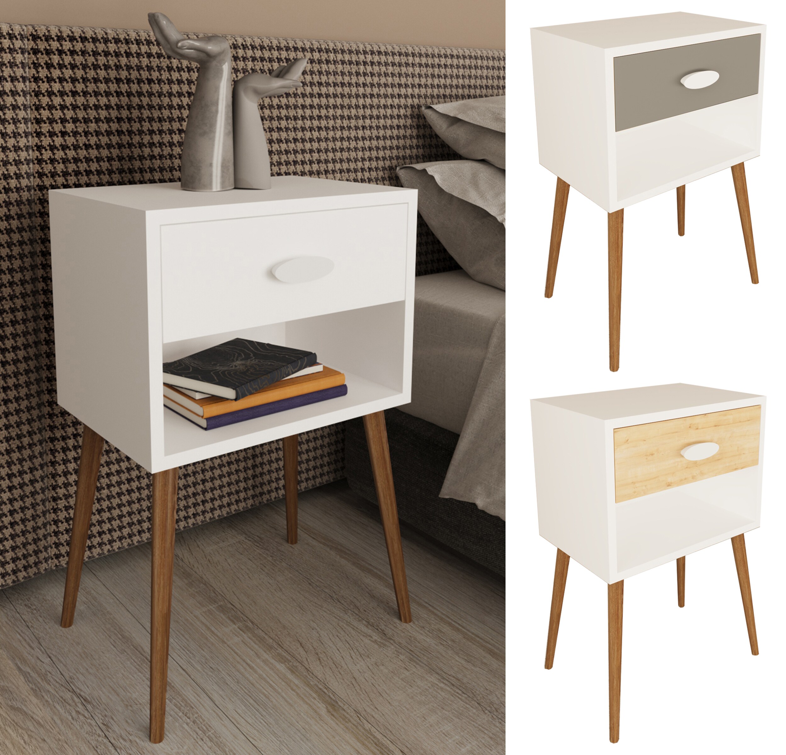 VCM Nachtschrank | Beistelltisch | Nachttisch | Ma&szlig;e ca. H. 70 x B. 45 x T. 30 cm - Singol XL - Bild 1