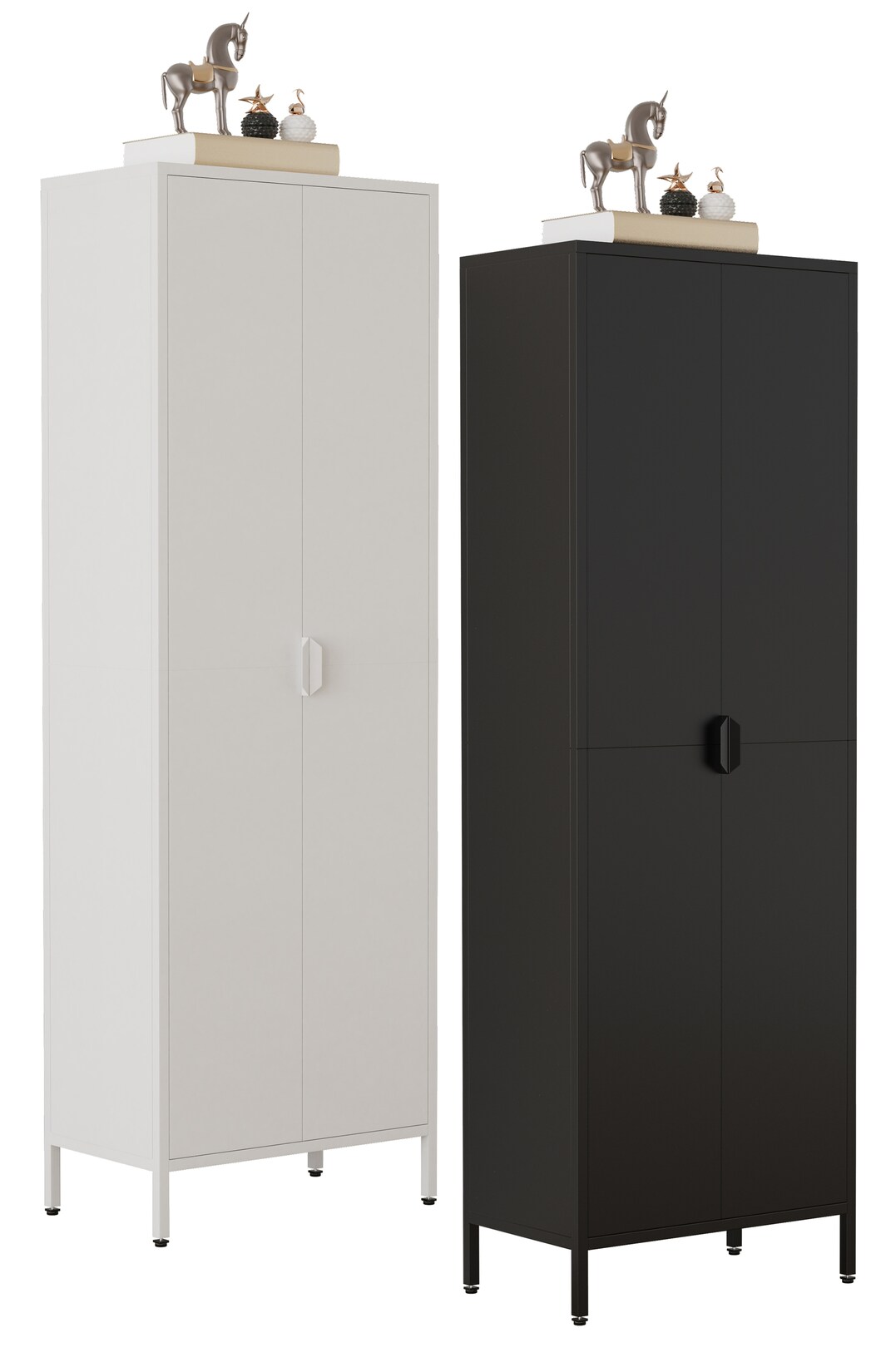 VCM Büroschrank mit 4 Fächern Bücherschrank Metallschrank Maße ca. H. 180 x B. 60 x T. 35 cm - Flokas XL