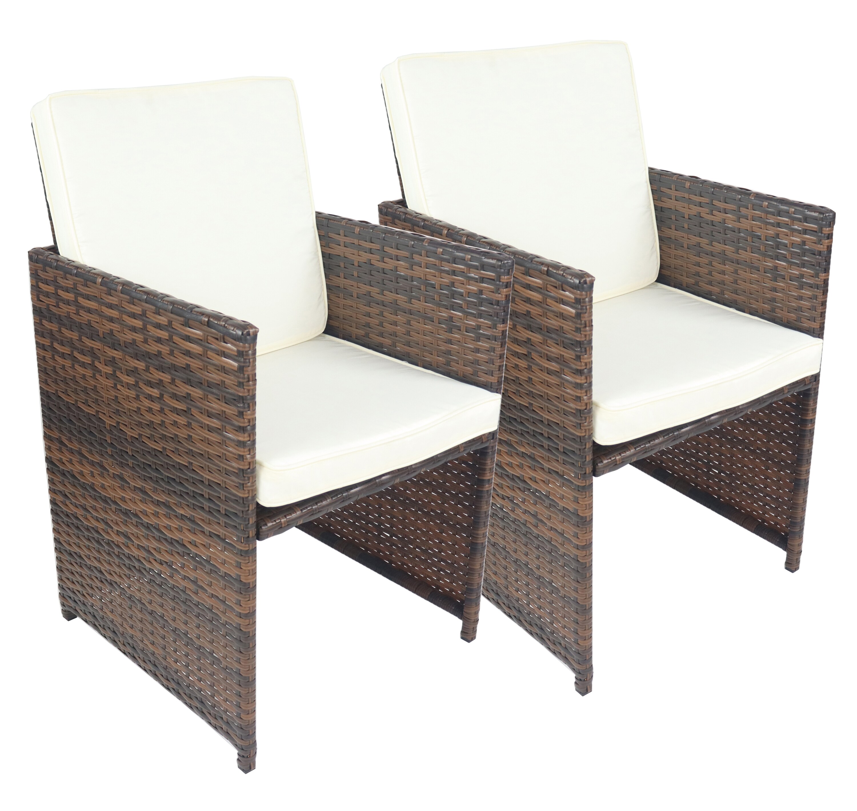 VCM 2-tlg. Set Gartenstuhl | Loungestuhl Sessel | Ma&szlig;e pro Stuhl ca. H. 84 x B. 53 x T. 53 cm | Rattan | Balkonstuhl mit Sitzkissen - Raloso - Bild 1