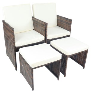 VCM 4-tlg. Set Gartenstuhl | Loungestuhl Sessel | Maße pro Stuhl ca. H. 84 x B. 53 x T. 53 cm | Rattan | Balkonstuhl mit Sitzkissen - Raloso - Bild 1