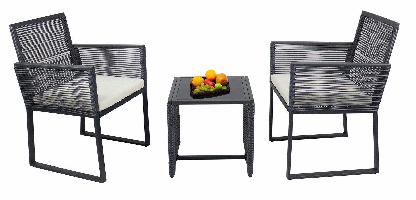 VCM 3-tlg Gartenmöbel Set   Sitzgruppe Essgruppe   1xTisch, 2x Stühle   Tisch Maße ca. H. 45 x B. 45 x T. 45 cm   Lounge Set – Fidola | 04051814439537