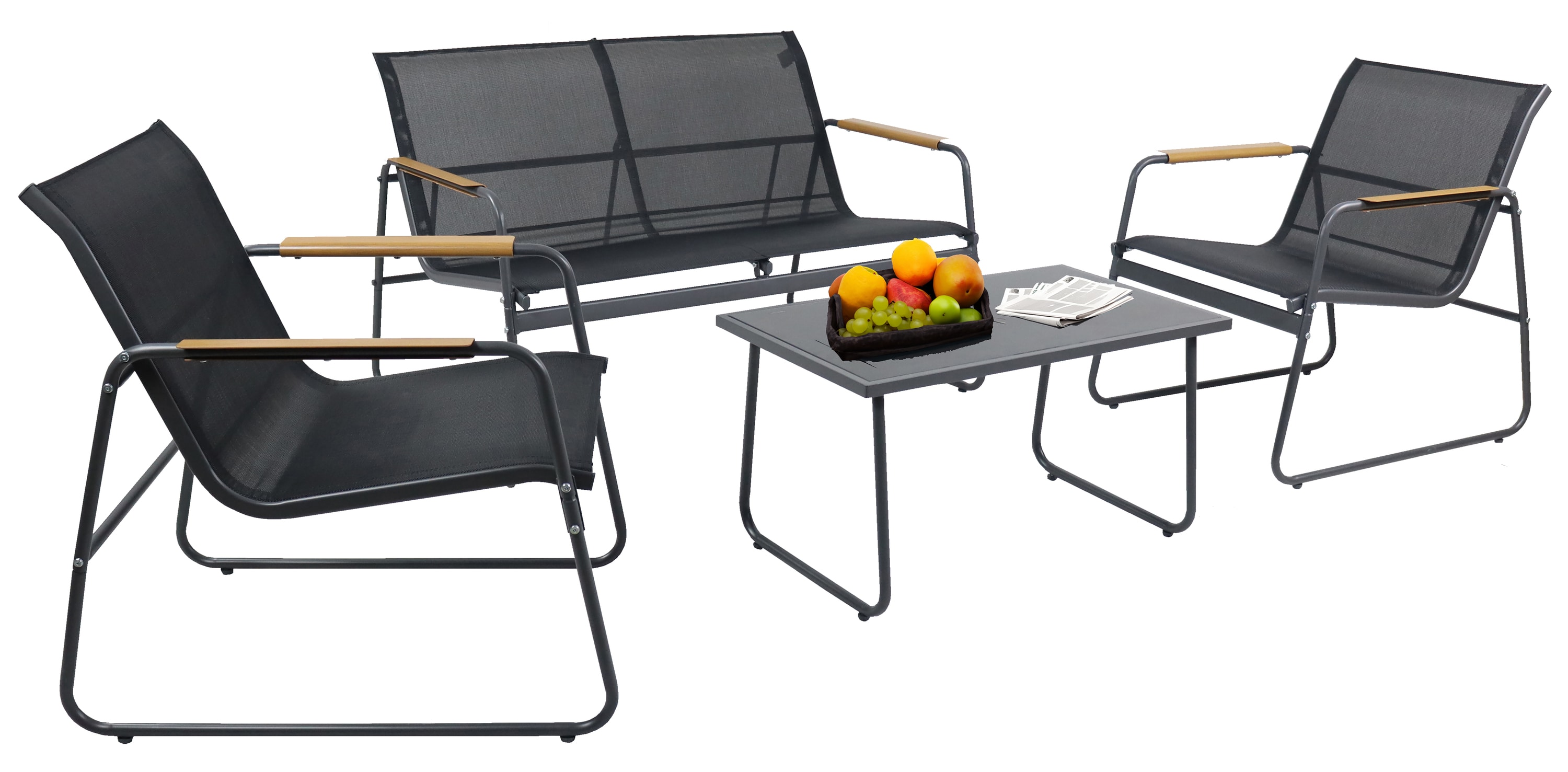VCM 4-tlg Gartenm&ouml;bel Set | Sitzgruppe Essgruppe | 1xTisch, 2x St&uuml;hle, 1x Sofa | Tisch Ma&szlig;e ca. H. 41 x B. 74 x T. 45 cm | Garten Set &ndash; Lexila - Bild 1