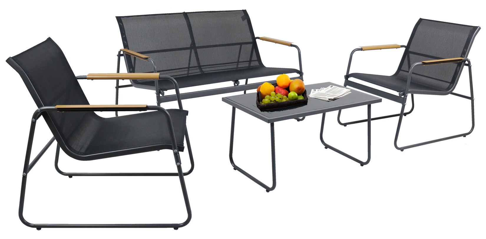 VCM 4-tlg Gartenmöbel Set   Sitzgruppe Essgruppe   1xTisch, 2x Stühle, 1x Sofa   Tisch Maße ca. H. 41 x B. 74 x T. 45 cm   Garten Set – Lexila | 04051814439551