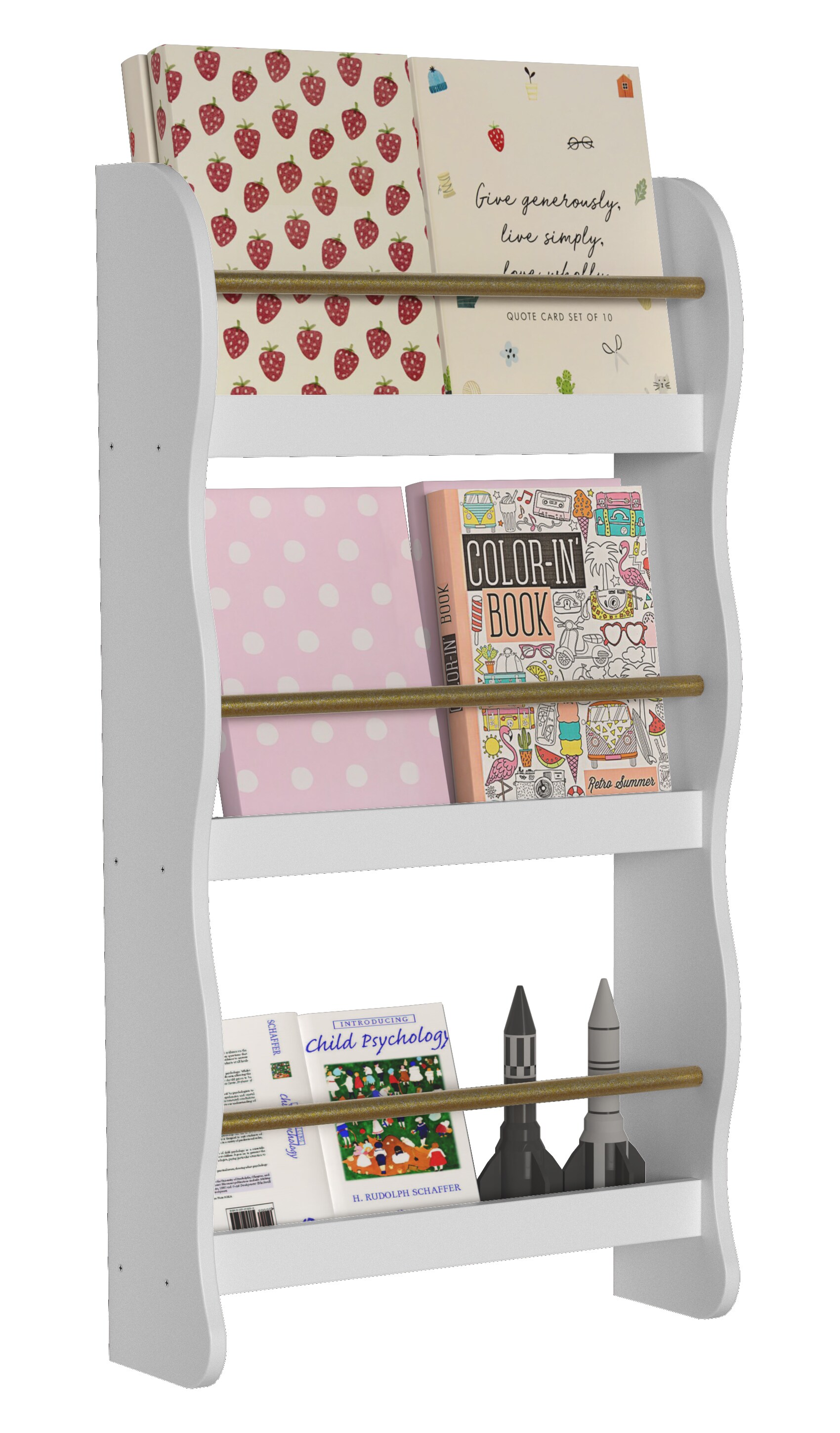 VCM Holzregal h&auml;ngend | platzsparendes Kinder Regal | Ma&szlig;e: H. 80 x B. 43 x T. 14 cm | Elegantes Regal h&auml;ngend | Aufbewahrungsregal | B&uuml;cherregal | Wandboard - Kilaro - Bild 1