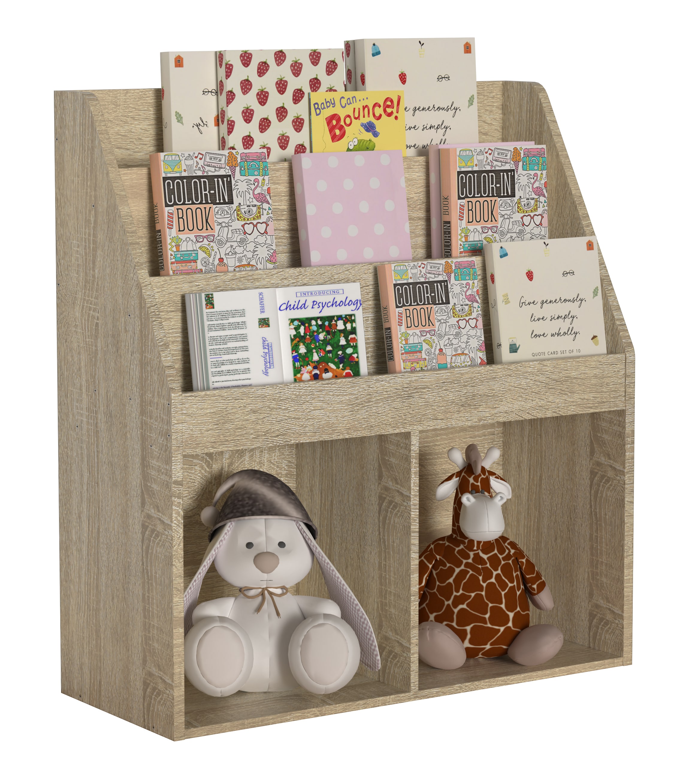 VCM Holzregal | platzsparendes Kinder Regal | Ma&szlig;e: H. 80 x B. 73 x T. 30 cm | Elegantes Regal stehend | Aufbewahrungsbox | B&uuml;cherregal | Aufbewahrungsregal - Besira M - Bild 1