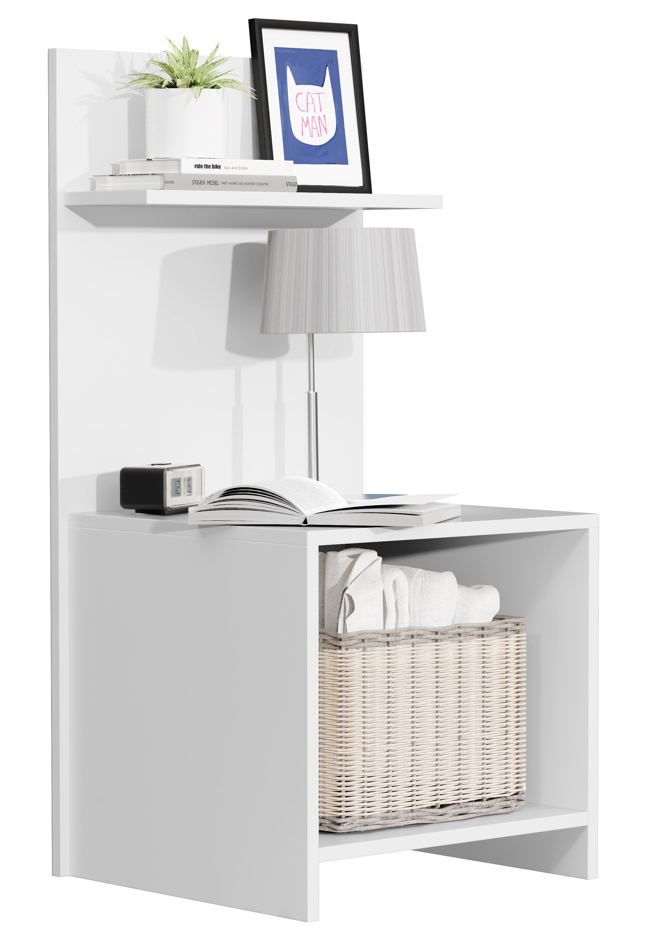 VCM Nachtschrank | Beistelltisch mit viel Stauraum | hoher Nachttisch | H. 91 x B. 45 x T. 40 cm | Nachk&auml;stchen mit Ablage aus Holz - Malisa - Bild 1