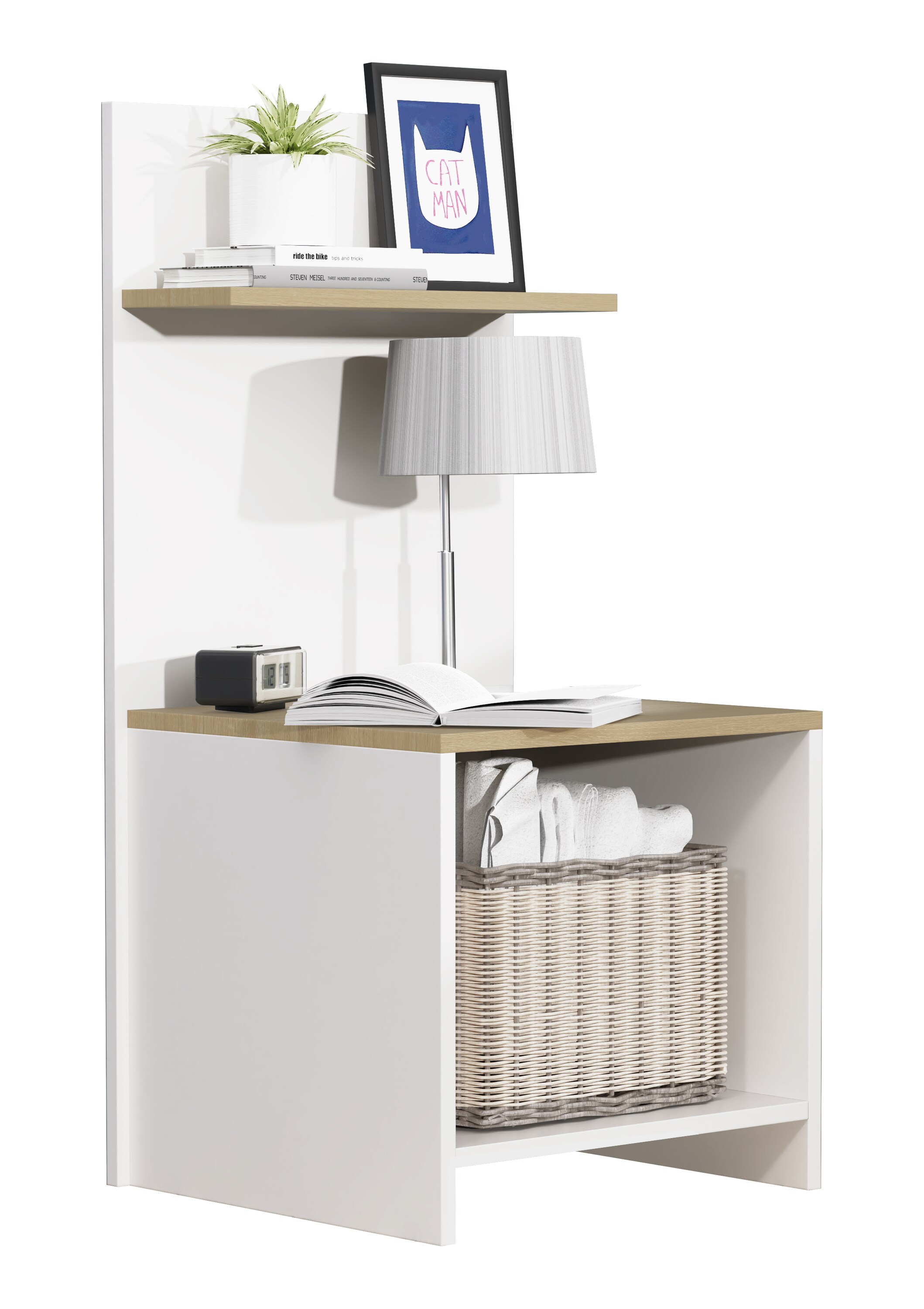 VCM Nachtschrank | Beistelltisch mit viel Stauraum | hoher Nachttisch | H. 91 x B. 45 x T. 40 cm | Nachk&auml;stchen mit Ablage aus Holz - Malisa - Bild 1