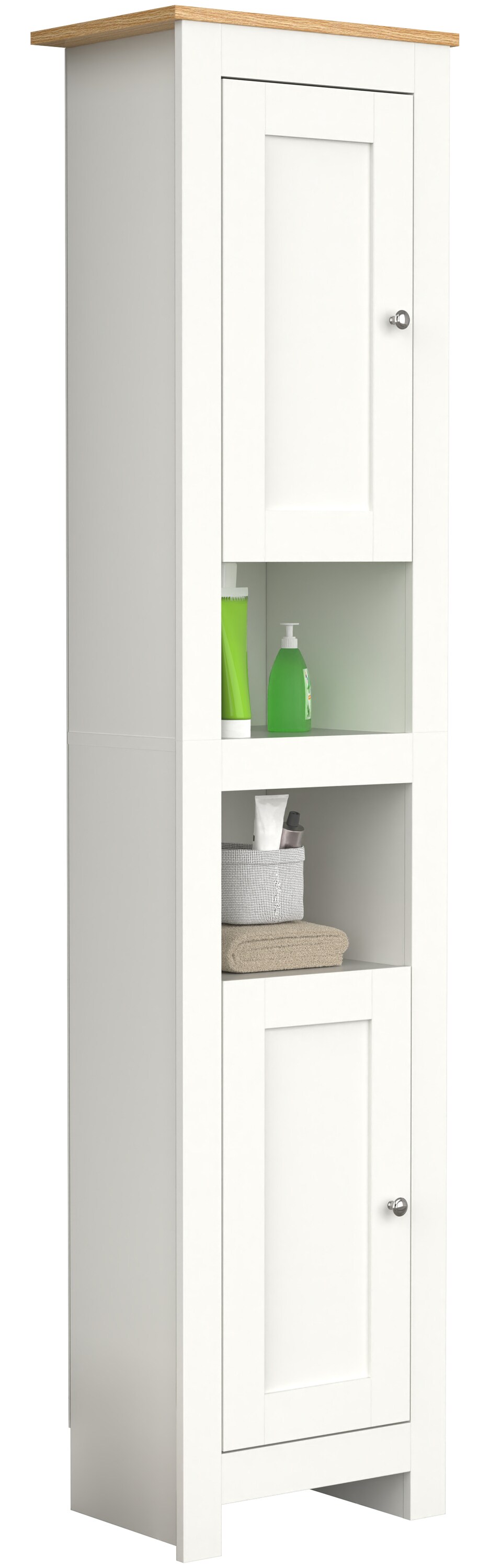 VCM Holz Badezimmerschrank | Badm&ouml;bel | Stand Badschrank | Hochschrank | Ma&szlig;e ca. H. 180 x B. 42 x T. 30 cm - Balusa - Bild 1