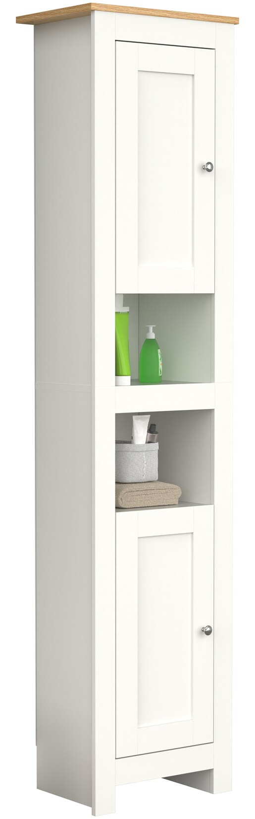 VCM Holz Badezimmerschrank Badmöbel Stand Badschrank Hochschrank Maße ca. H. 180 x B. 42 x T. 30 cm - Balusa