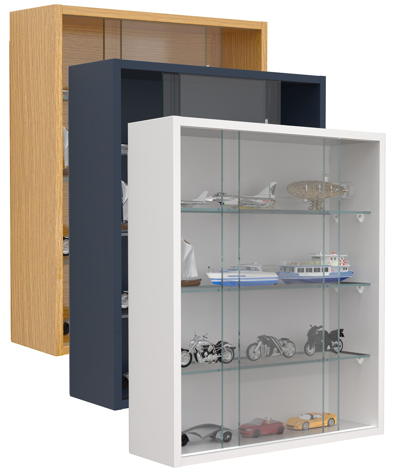 VCM Glasvitrine hängend Vitrine Glas mit ESG-Sicherheitsglas Maße ca. H. 60 x B. 50 x T. 15 cm Hängevitrine Glas Modern und platzsparend Glas Vitrinenschrank - Drivalo M