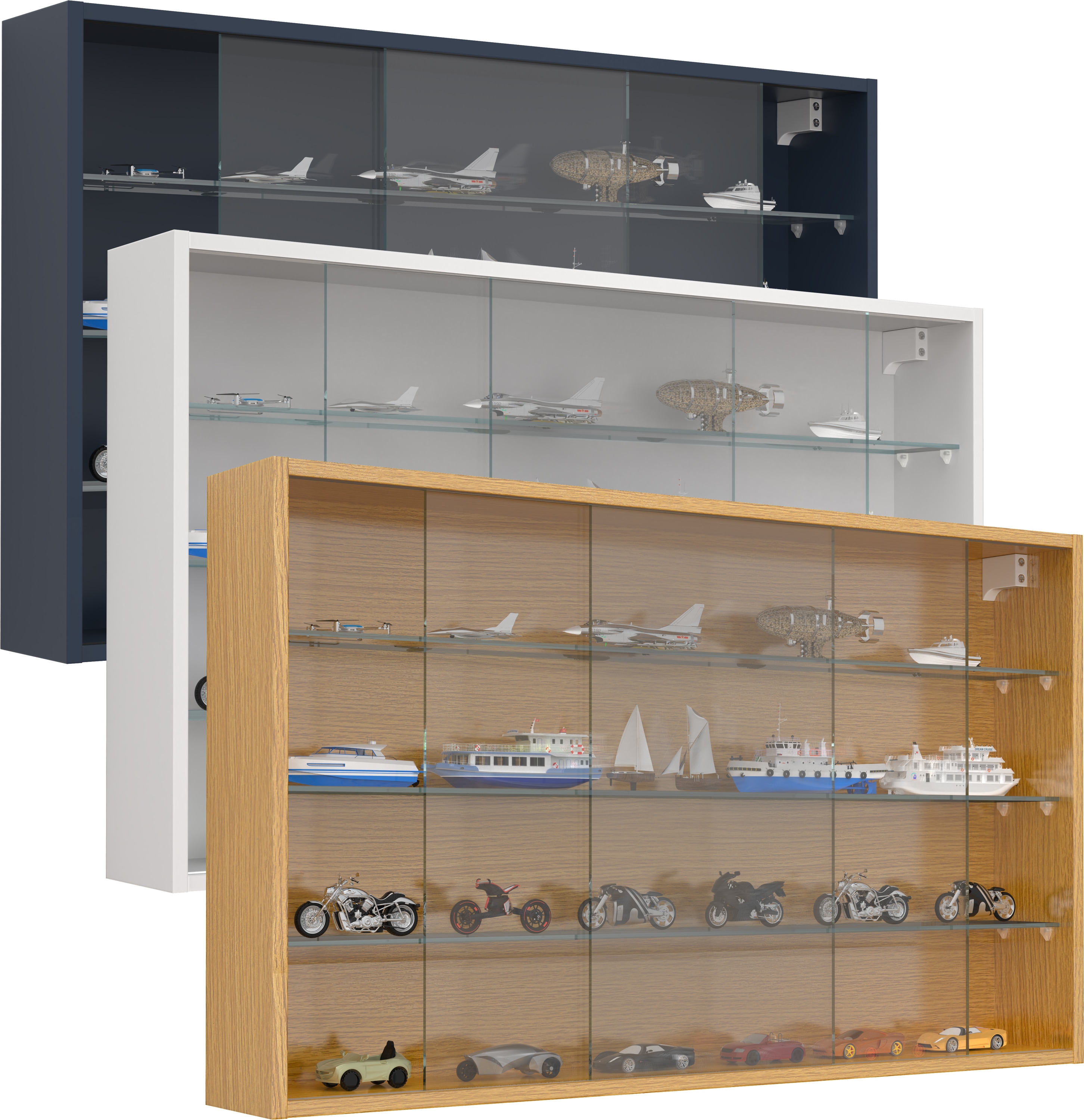 VCM Glasvitrine h&auml;ngend | Vitrine Glas | Ma&szlig;e: H. 60 x B. 100 x T. 15 cm | H&auml;ngevitrine Glas | Modern und platzsparend | Glas Vitrinenschrank - Drivalo XL - Bild 1