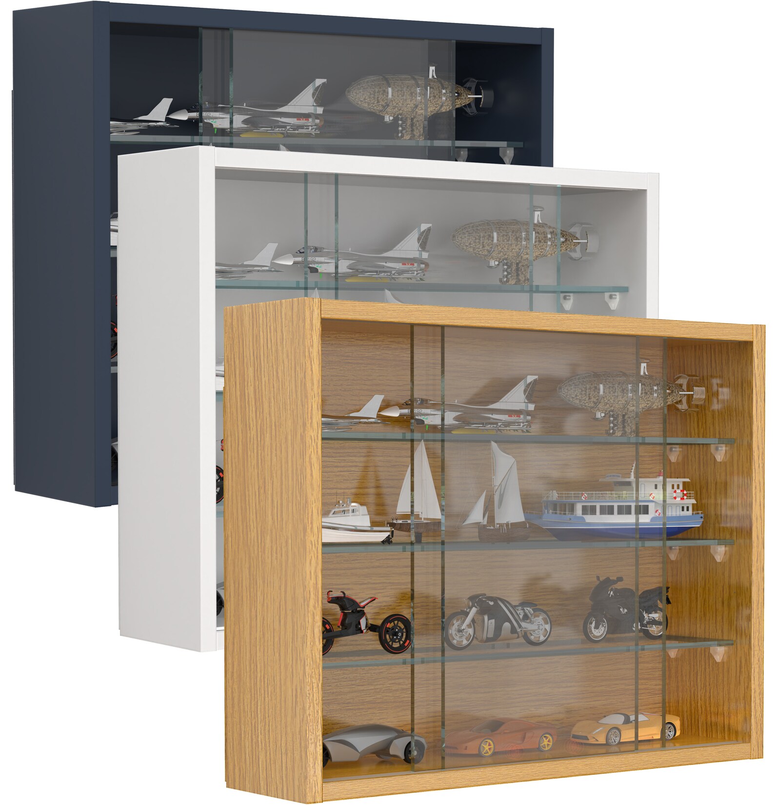 VCM Glasvitrine hängend Vitrine Glas Maße: H. 40 x B. 50 x T. 12 cm Hängevitrine Glas Modern und platzsparend Glas Vitrinenschrank - Drivalo S