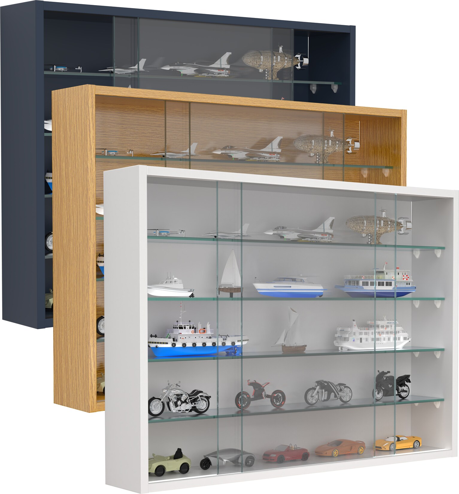 VCM Glasvitrine hängend Vitrine Glas mit ESG-Sicherheitsglas Maße ca. H. 55 x B. 75 x T. 12 cm Hängevitrine Glas Modern und platzsparend Glas Vitrinenschrank - Drivalo L