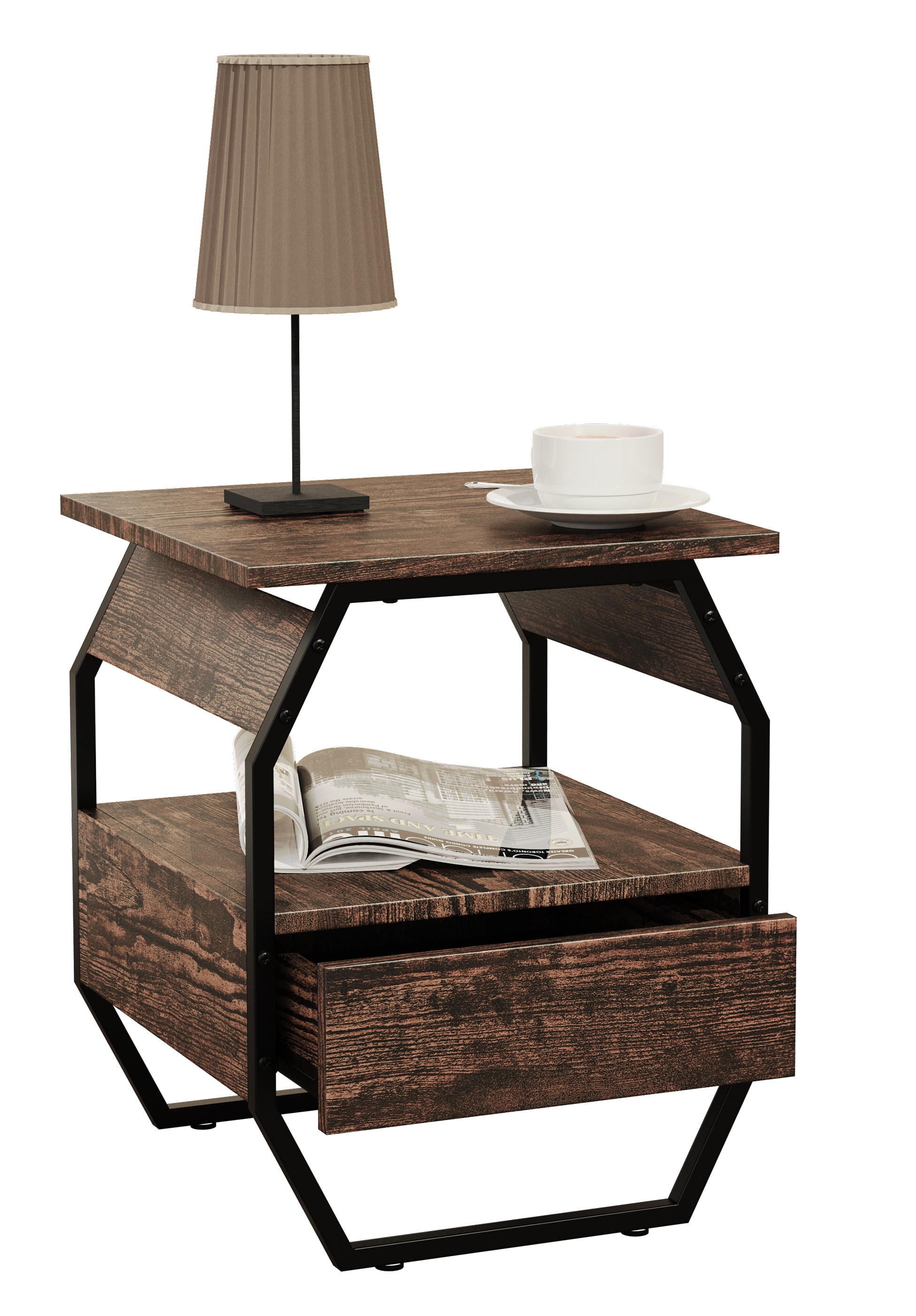 VCM Holz Metall Beistelltisch Couchtisch Sofatisch Wohnzimmertisch Kaffeetisch Aulari S - Bild 1