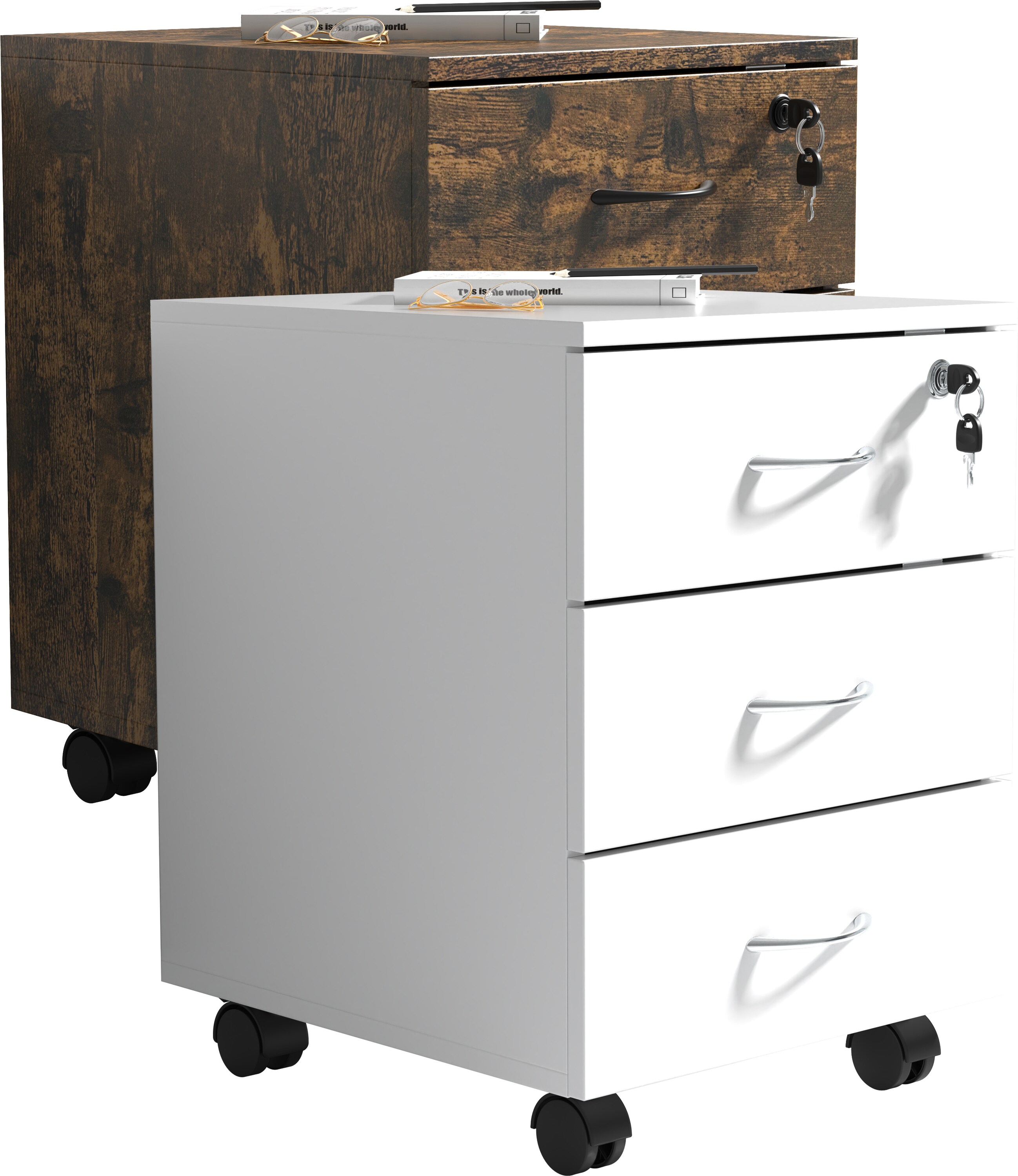 VCM Salia Rollcontainer - 3 Schubladen Mit Push-to-open, Abschließbar