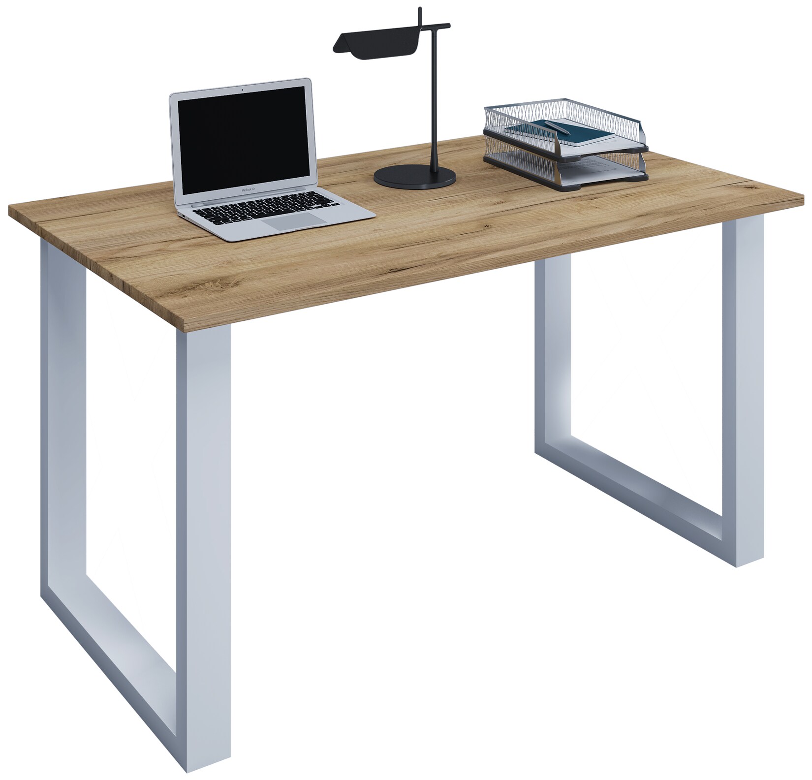 VCM Schreibtisch, 160 x 80 cm, Computertisch mit Metallgestell, Bürotisch für Homeoffice und Arbeitszimmer - Lona U