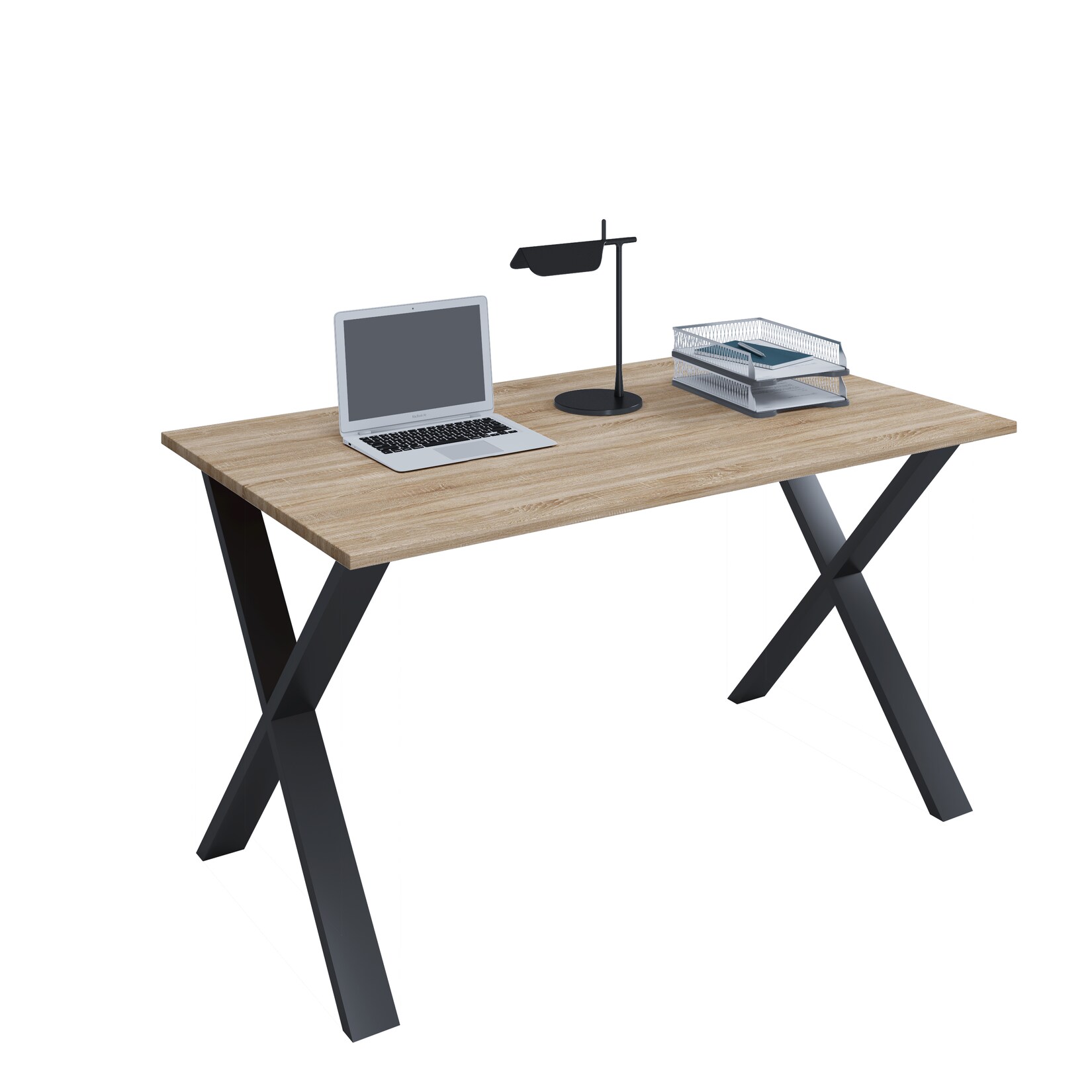 VCM Schreibtisch, 160 x 80 cm, Computertisch mit Metallgestell, Bürotisch für Homeoffice und Arbeitszimmer - Lona X