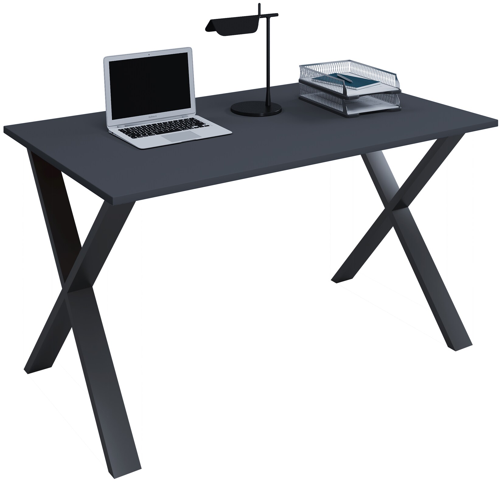 VCM Schreibtisch, 160 x 80 cm, Computertisch mit Metallgestell, Bürotisch für Homeoffice und Arbeitszimmer - Lona X