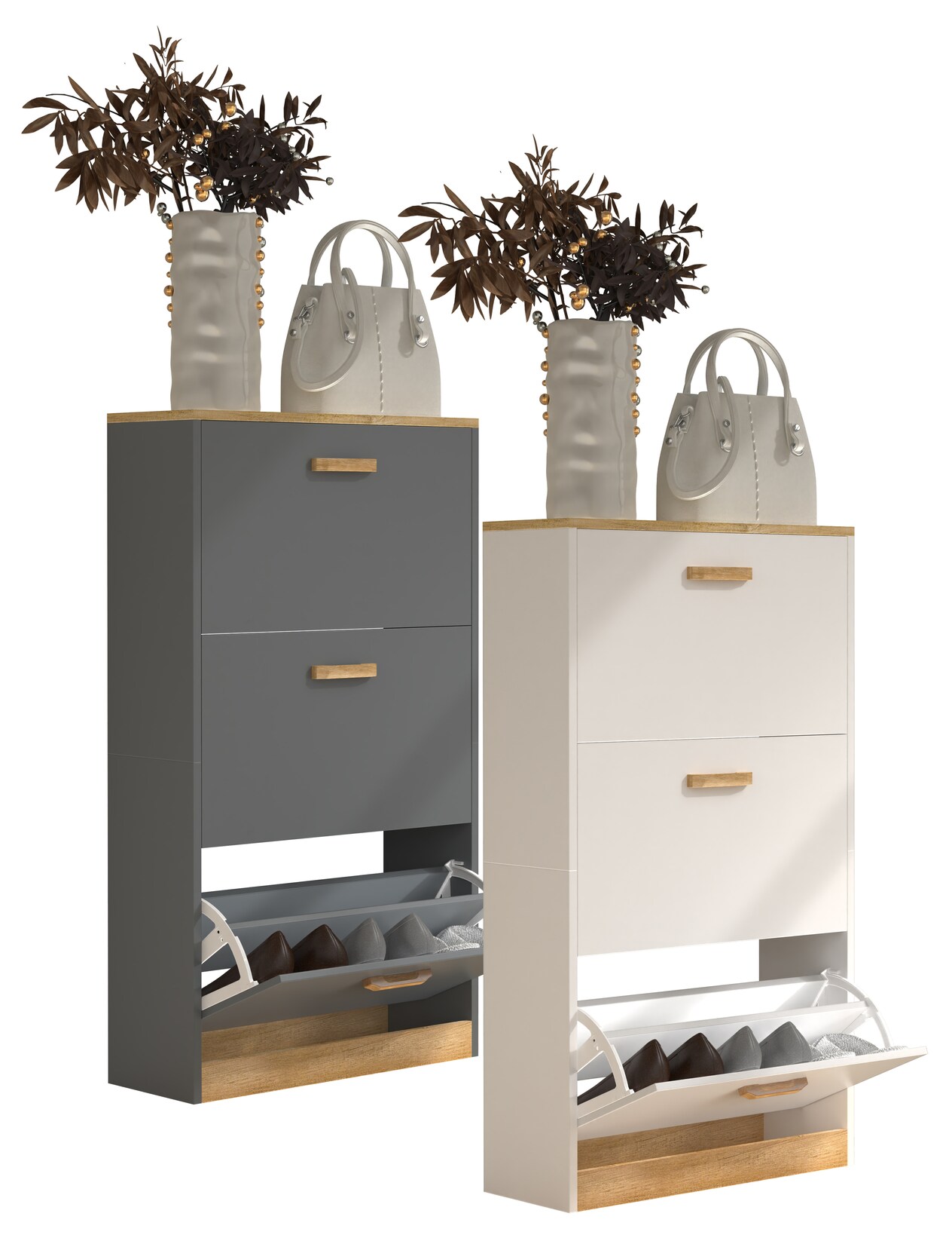 VCM Holz Regal Kipper Schuhregal Schuhschrank Schuhkipper 3 Klappen Halom M | 04051814441196