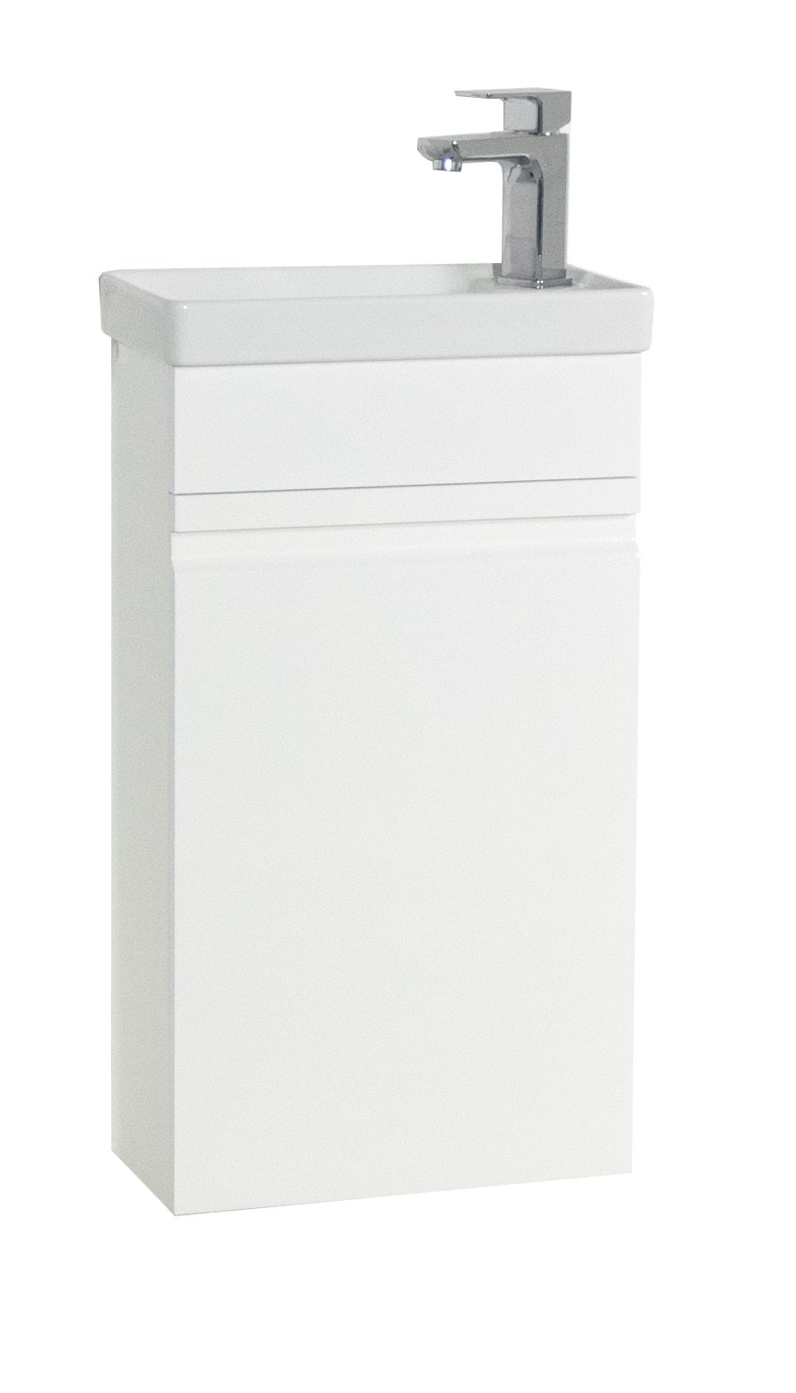 VCM 2-tlg Set | Waschplatz f&uuml;r G&auml;ste WC | G&auml;stebad | Waschtisch Toilette | grifflose Dreht&uuml;re | Badm&ouml;bel Badezimmer Set &ndash; Silora M h&auml;ngend - Bild 1