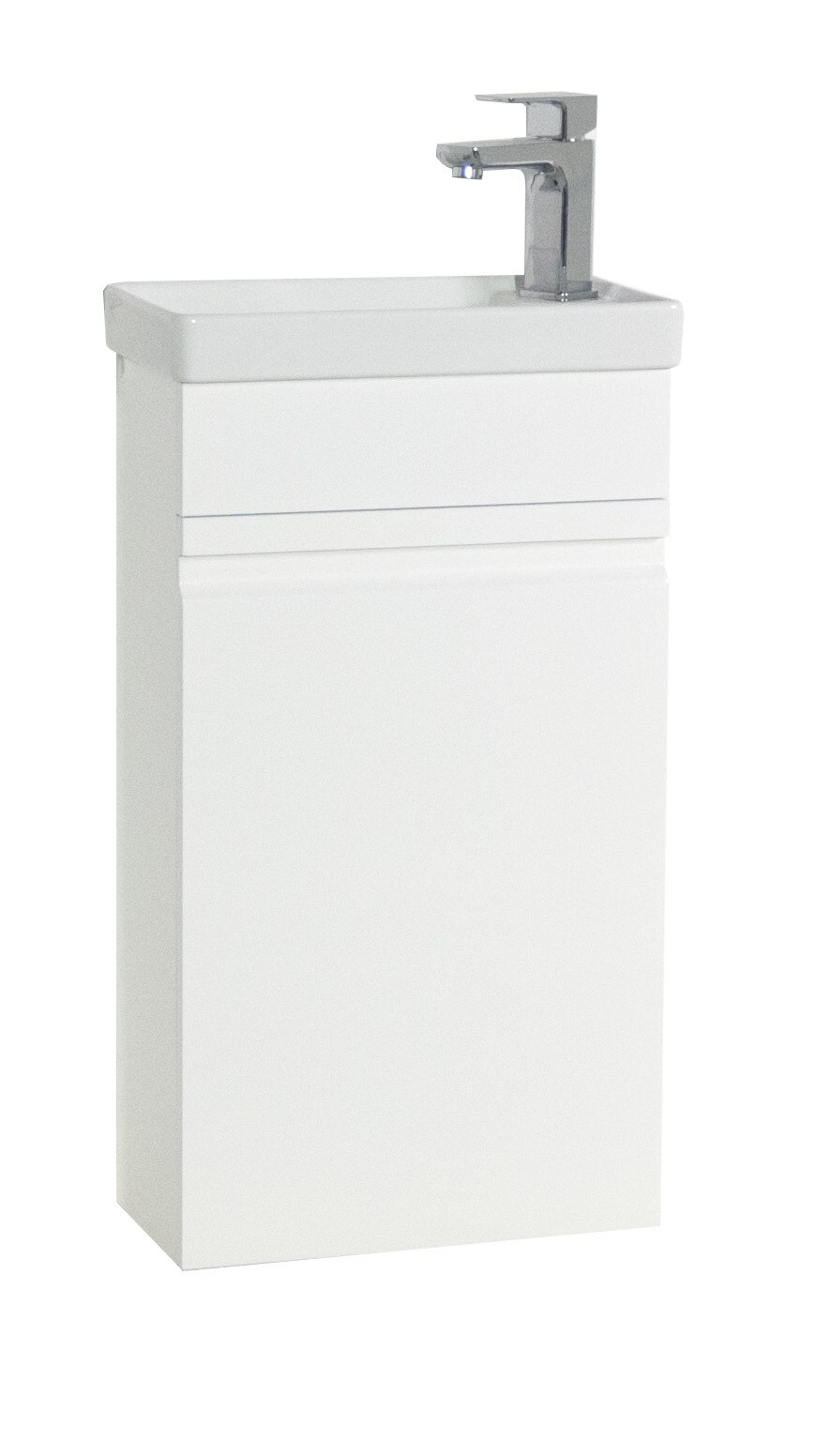 VCM 2-tlg Set Waschplatz für Gäste WC Gästebad Waschtisch Toilette grifflose Drehtüre Badmöbel Badezimmer Set – Silora M hängend