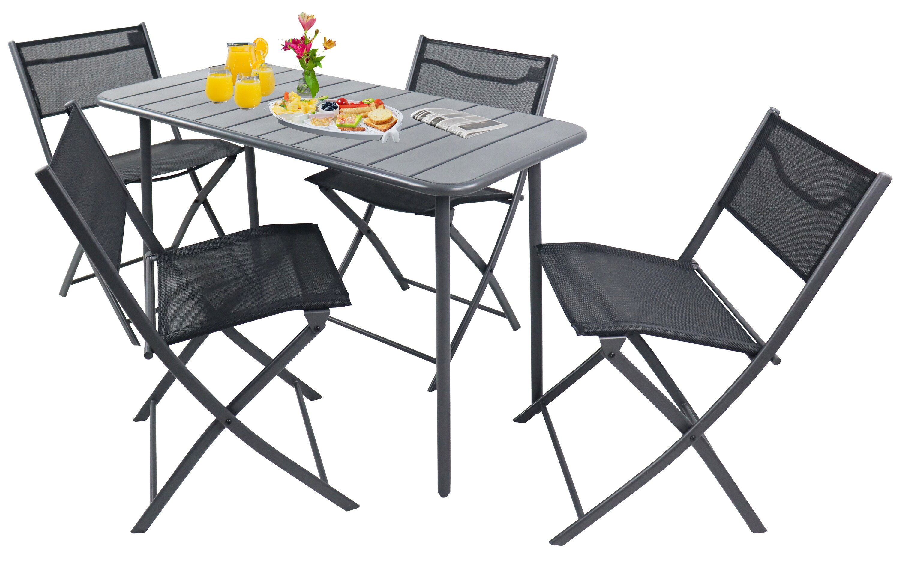 VCM 5-tlg Gartenm&ouml;bel Set | Sitzgruppe Essgruppe | 1xTisch, 4x St&uuml;hle | Tisch Ma&szlig;e ca. H. 72 x B. 110 x T. 55 cm | Klappbar | Garten Set - Sumila - Bild 1