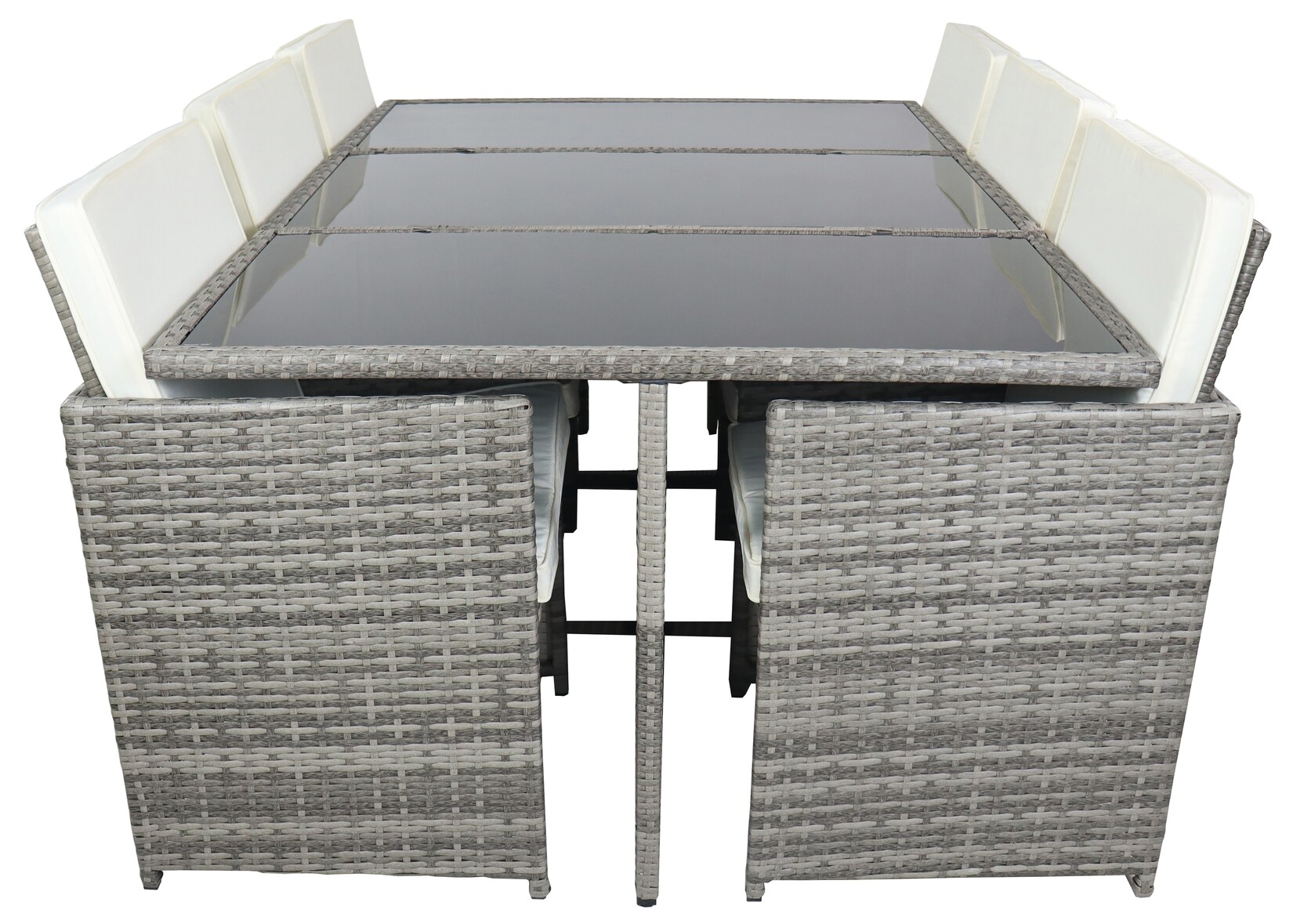VCM 7-tlg Gartenmöbel Set   Sitzgruppe Essgruppe   1xTisch, 6x Stühle   Tisch Maße ca. H. 72 x B. 170 x T. 110 cm   Rattan   Garten Set – Raloso | 04051814442001