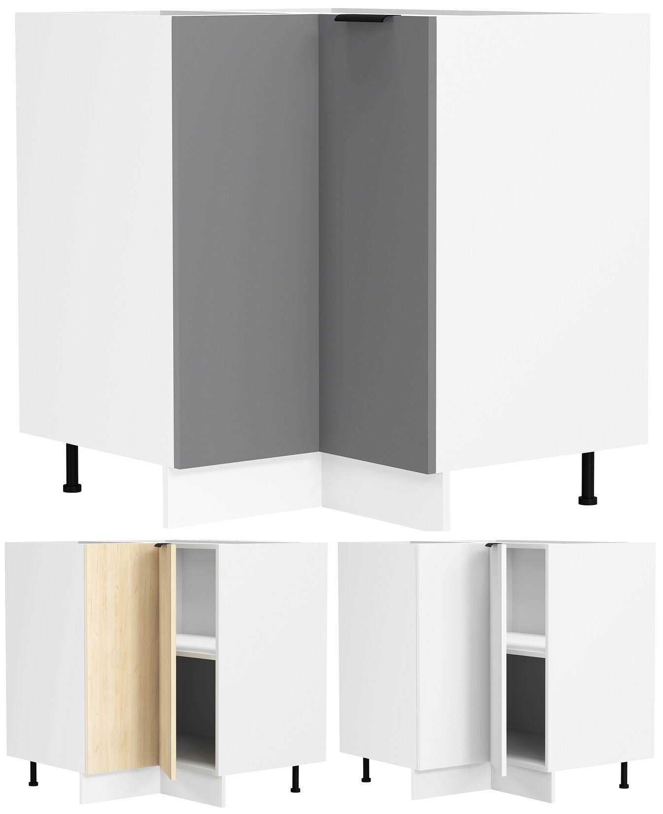 VCM Eckschrank Maße ca. H. 82 x B. 76 x T. 76 cm Küchenschrank Küchenunterschrank Unterschrank Küchenmöbel - Fasola
