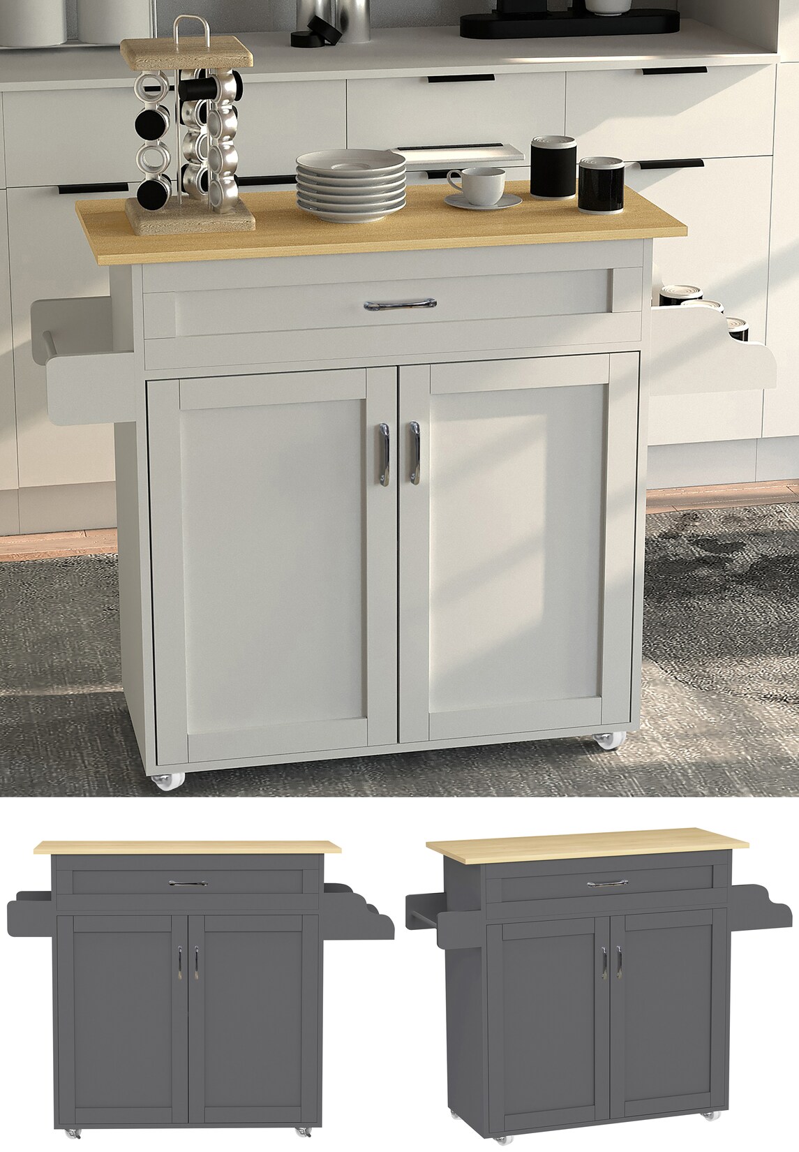 VCM Küchenwagen   Rollwagen   Maße ca. H. 89 x B. 114 x T. 39 cm   ausreichend Stauraum   rollbar   Servierwagen – Pastano | 04051814442193