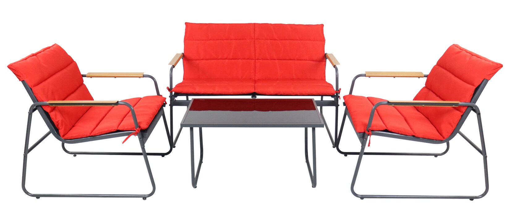 4-tlg Gartenmöbel Set   Sitzgruppe Essgruppe   1xTisch, 2x Stühle, 1x Sofa   Tisch Maße ca. H. 41 x B. 74 x T. 45 cm   Garten Set