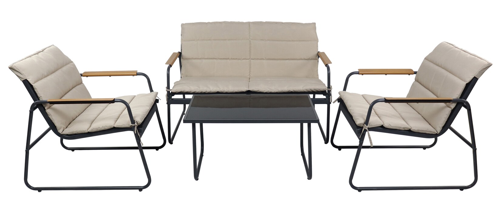 4-tlg Gartenmöbel Set   Sitzgruppe Essgruppe   1xTisch, 2x Stühle, 1x Sofa   Tisch Maße ca. H. 41 x B. 74 x T. 45 cm   Garten Set